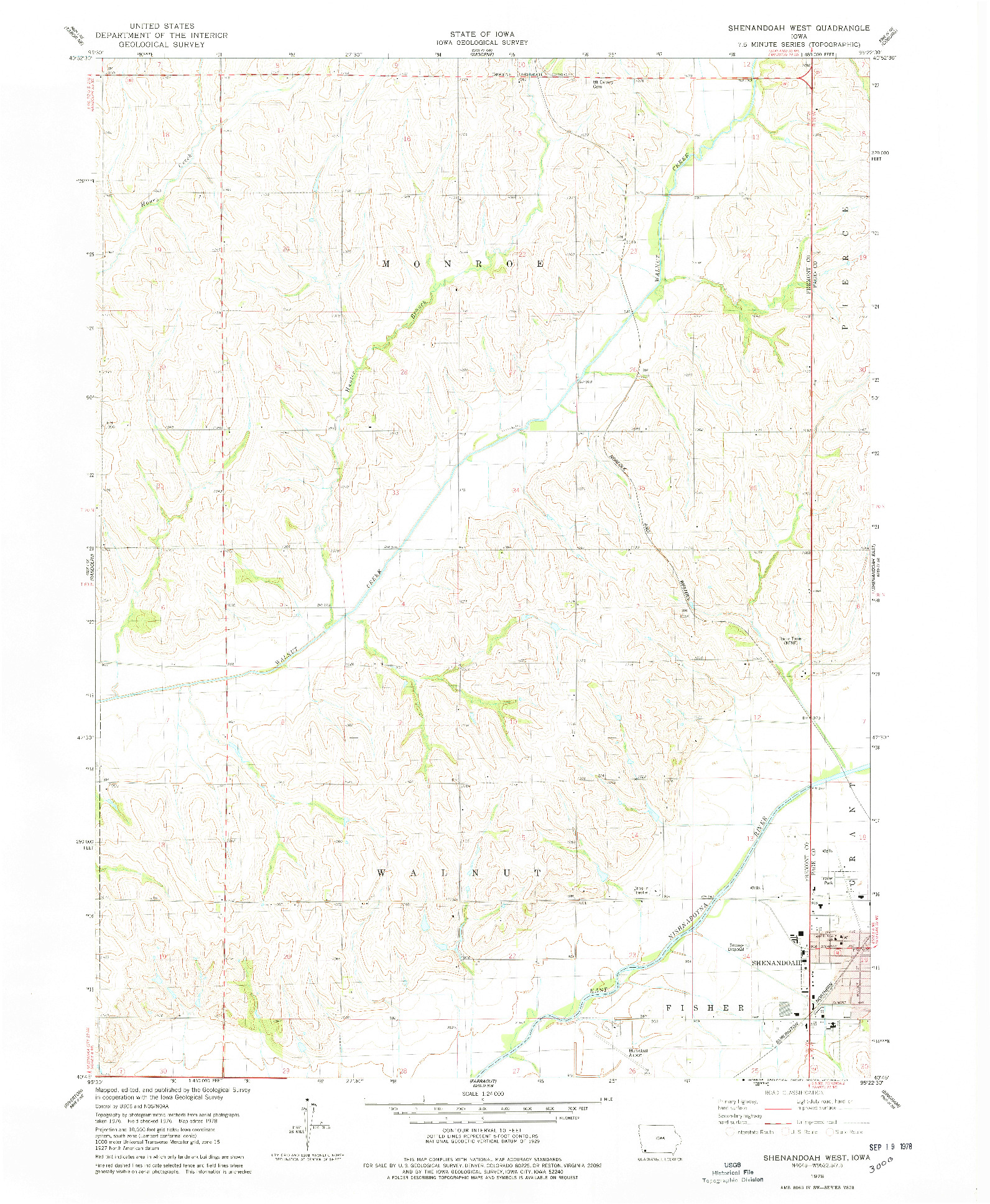 USGS 1:24000-SCALE QUADRANGLE FOR SHENANDOAH WEST, IA 1978