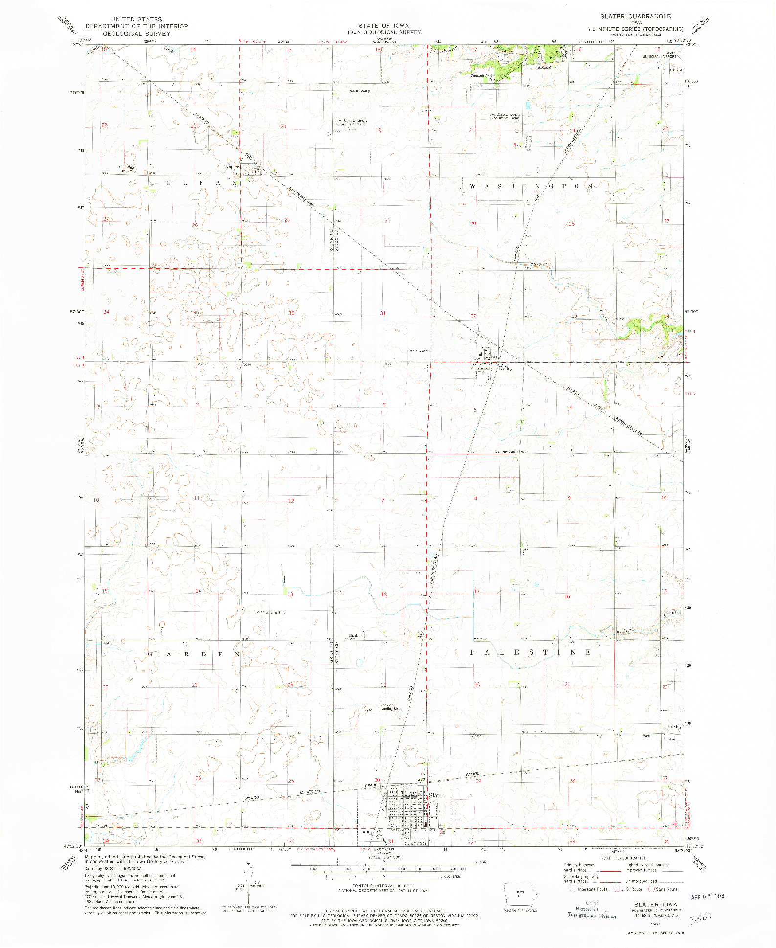 USGS 1:24000-SCALE QUADRANGLE FOR SLATER, IA 1975