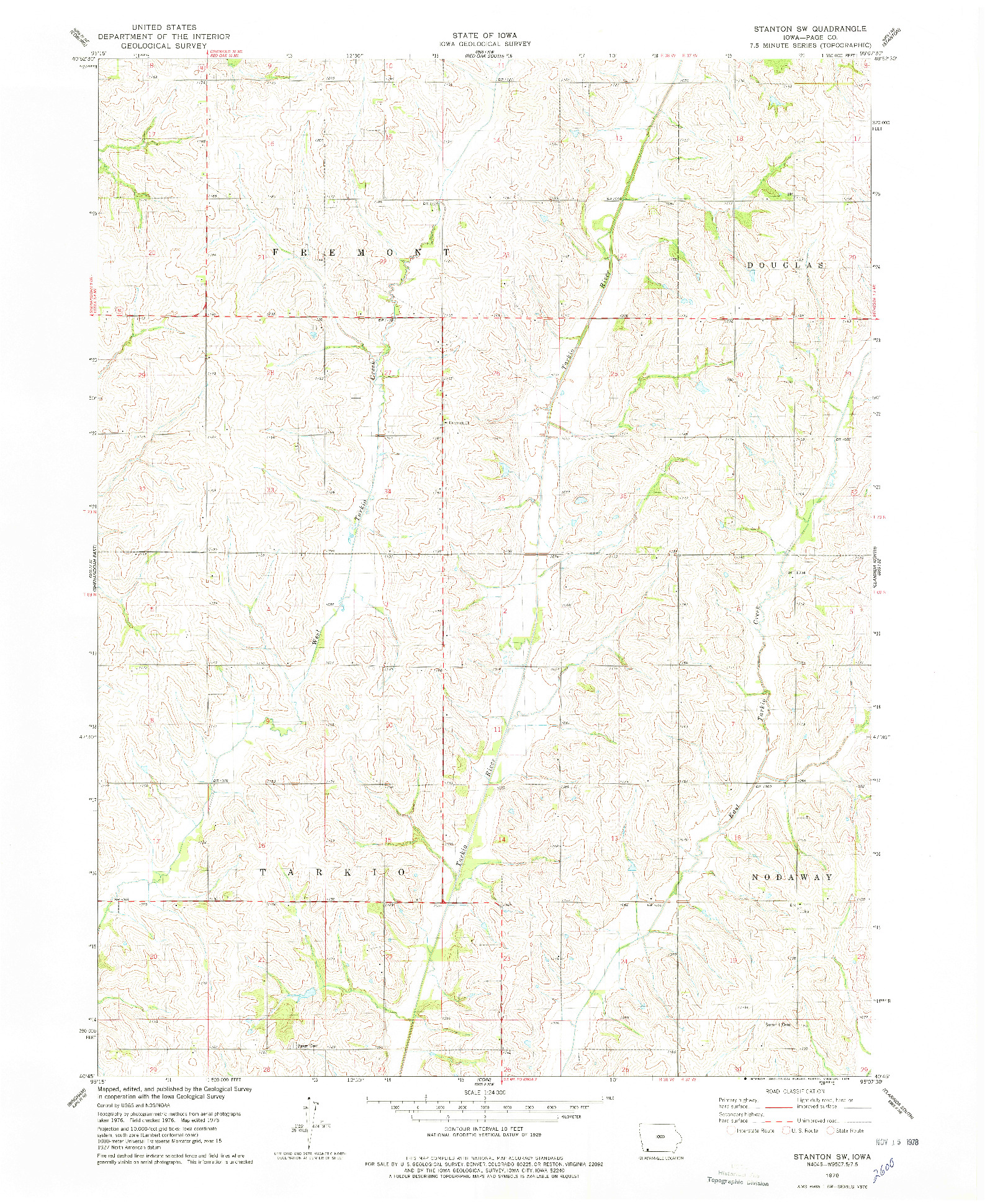 USGS 1:24000-SCALE QUADRANGLE FOR STANTON SW, IA 1978