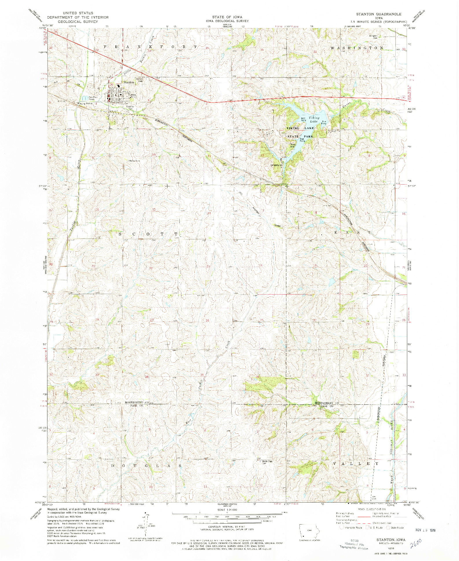 USGS 1:24000-SCALE QUADRANGLE FOR STANTON, IA 1978