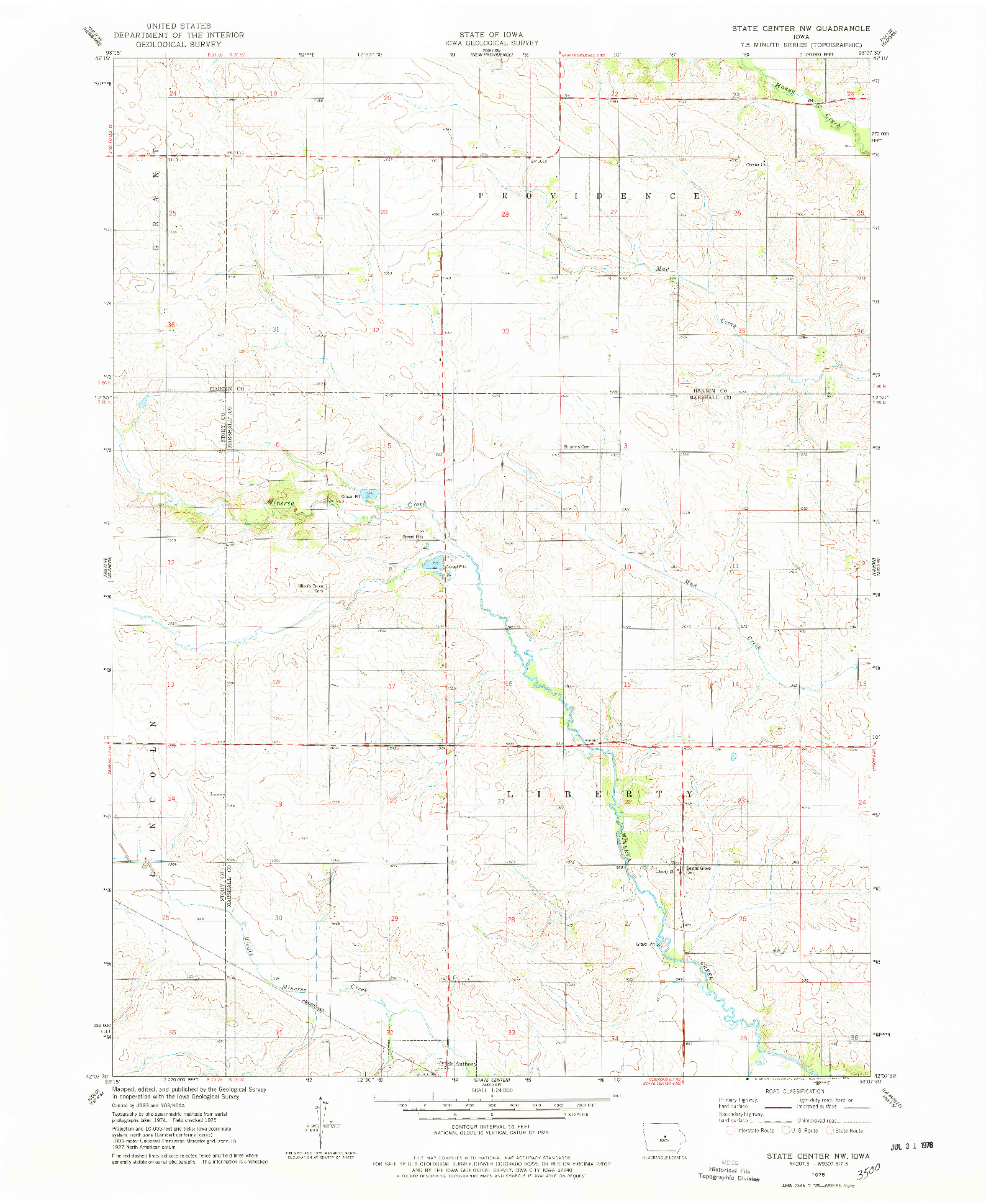 USGS 1:24000-SCALE QUADRANGLE FOR STATE CENTER NW, IA 1975