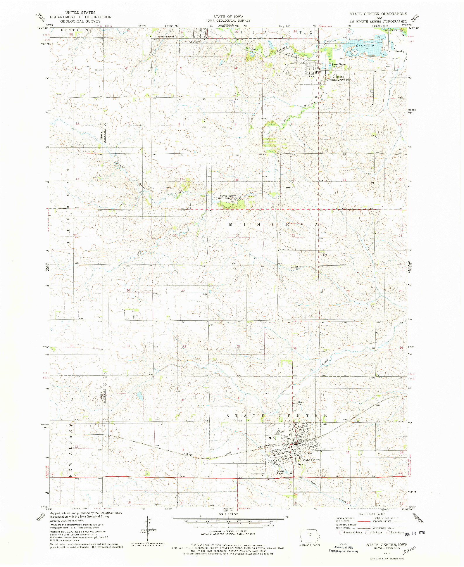 USGS 1:24000-SCALE QUADRANGLE FOR STATE CENTER, IA 1975