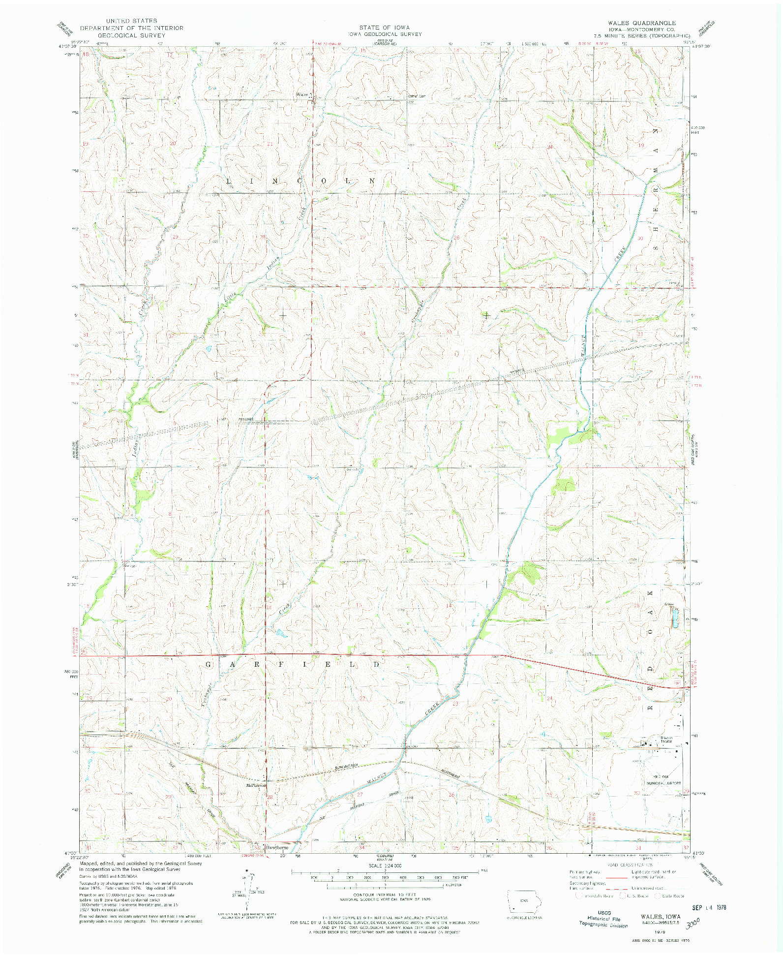 USGS 1:24000-SCALE QUADRANGLE FOR WALES, IA 1978