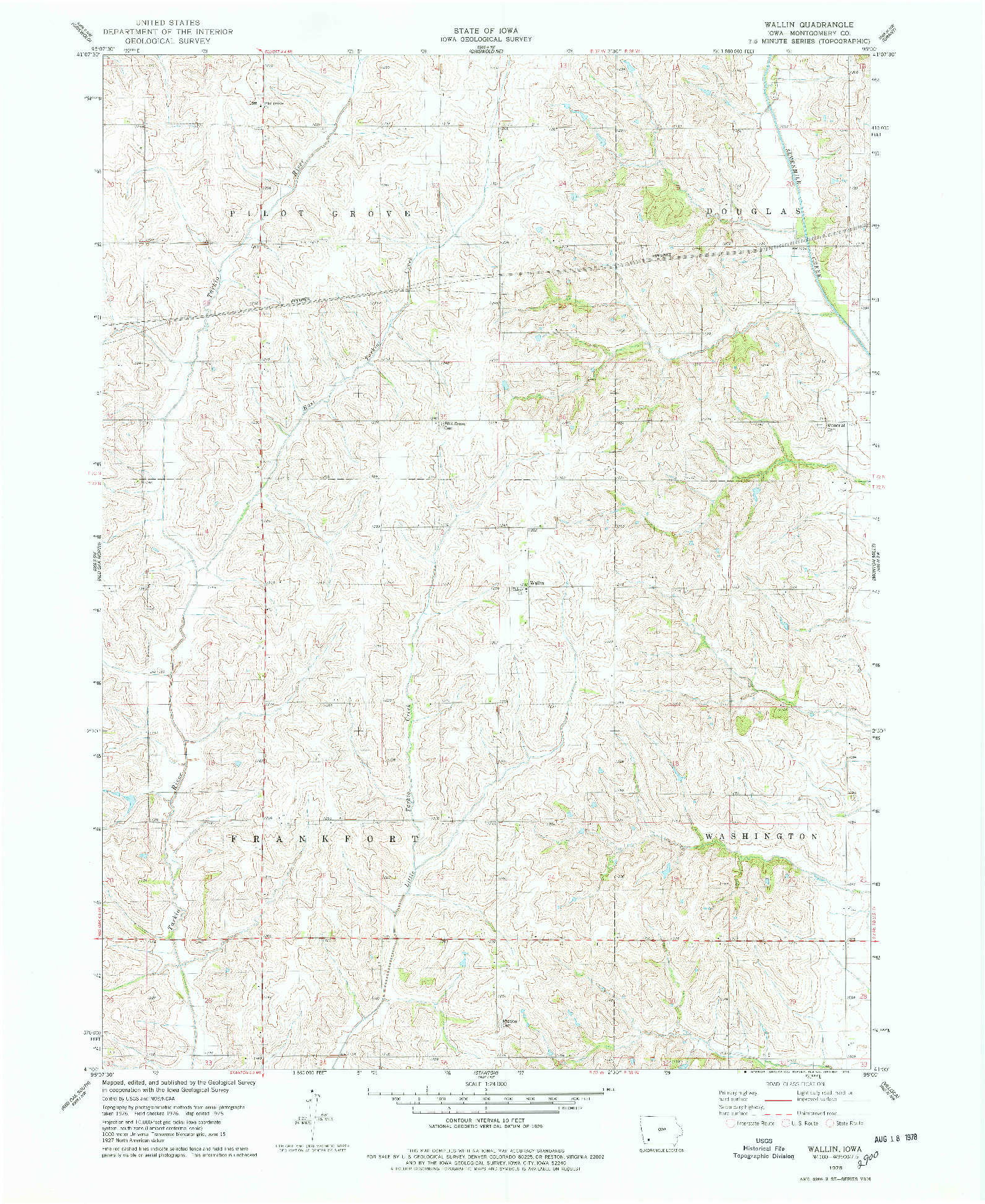 USGS 1:24000-SCALE QUADRANGLE FOR WALLIN, IA 1978