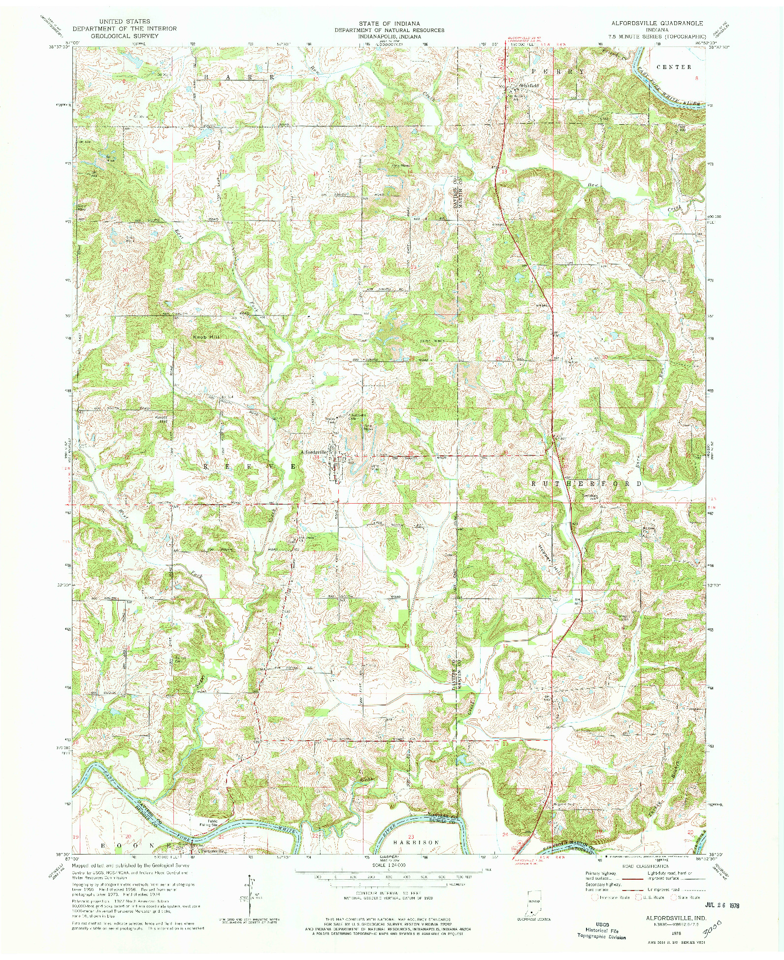 USGS 1:24000-SCALE QUADRANGLE FOR ALFORDSVILLE, IN 1978