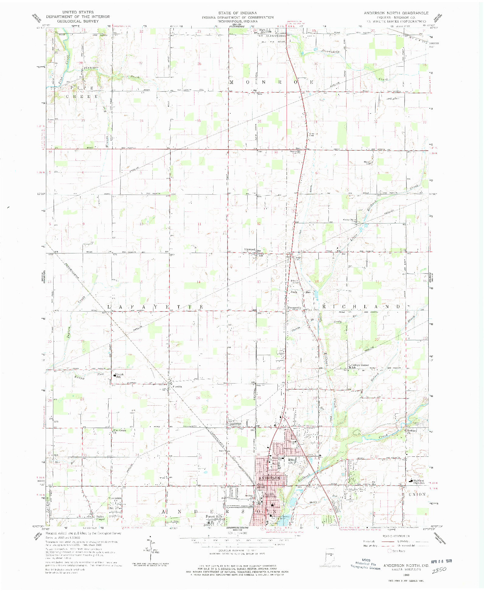 USGS 1:24000-SCALE QUADRANGLE FOR ANDERSON NORTH, IN 1960