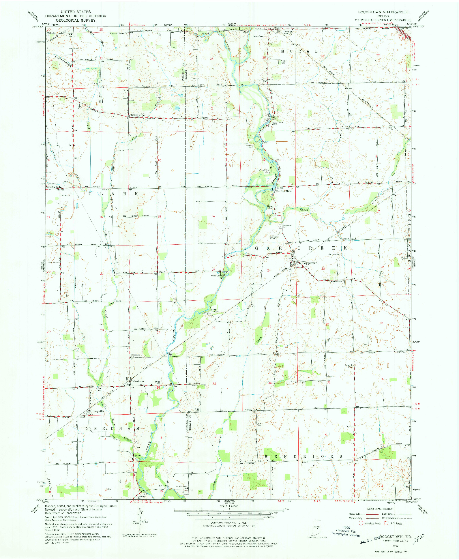 USGS 1:24000-SCALE QUADRANGLE FOR BOGGSTOWN, IN 1962