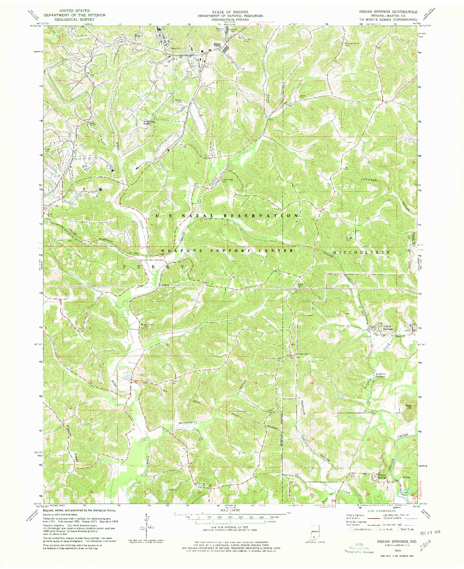 USGS 1:24000-SCALE QUADRANGLE FOR INDIAN SPRINGS, IN 1978