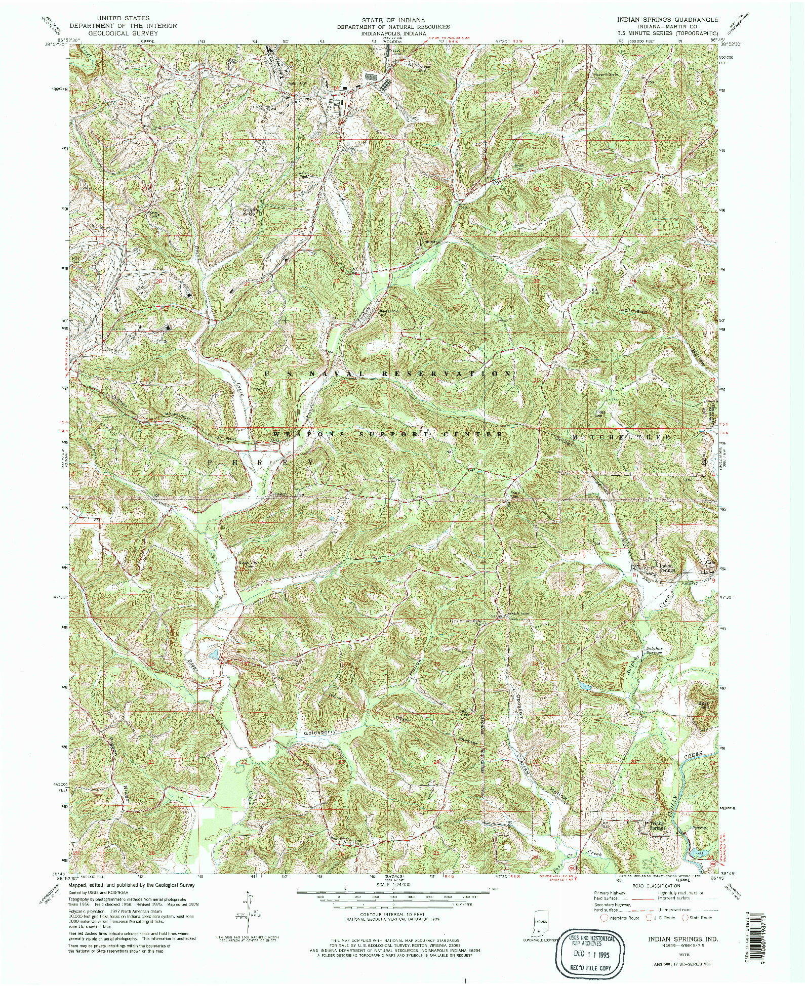 USGS 1:24000-SCALE QUADRANGLE FOR INDIAN SPRINGS, IN 1978