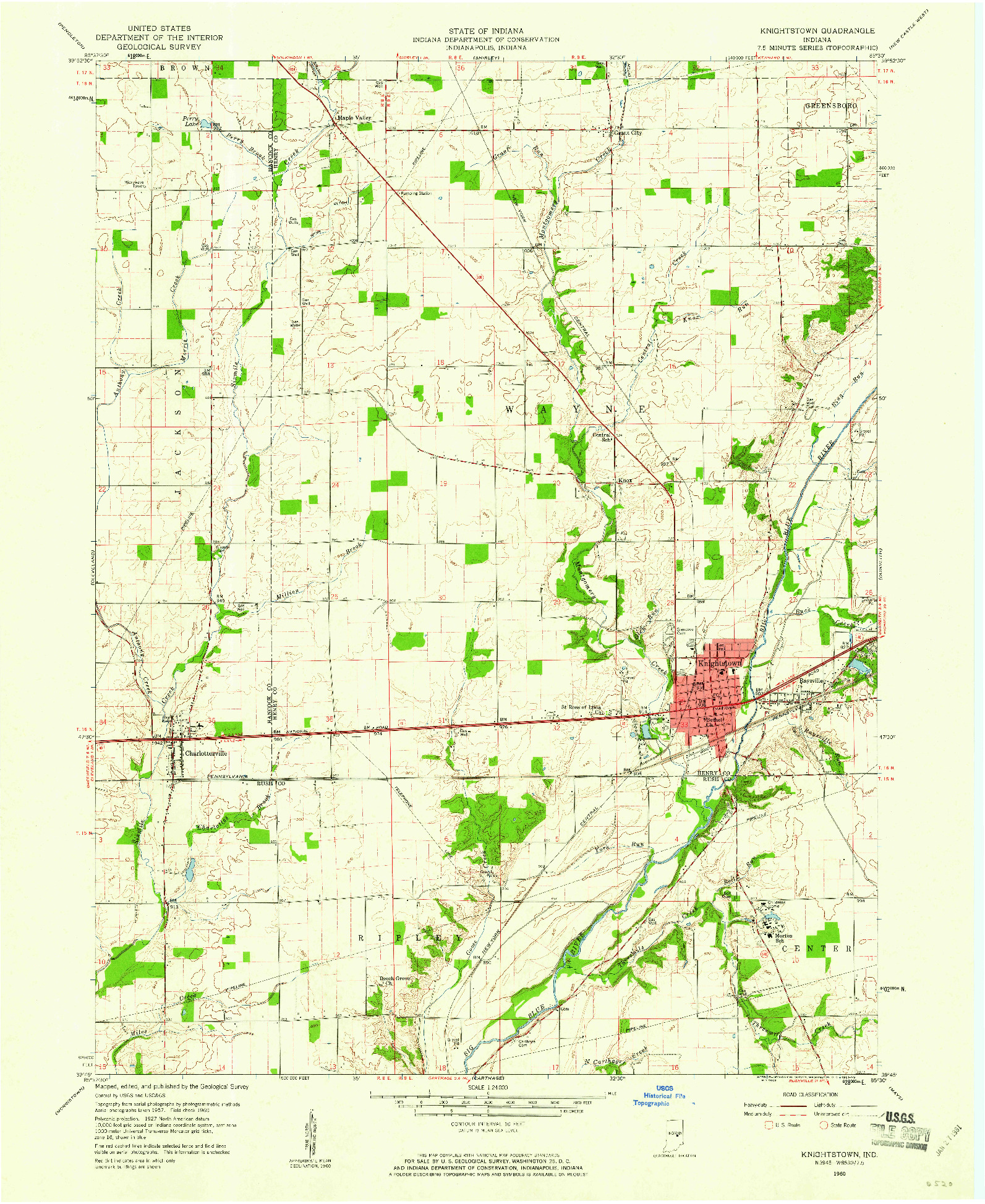 USGS 1:24000-SCALE QUADRANGLE FOR KNIGHTSTOWN, IN 1960