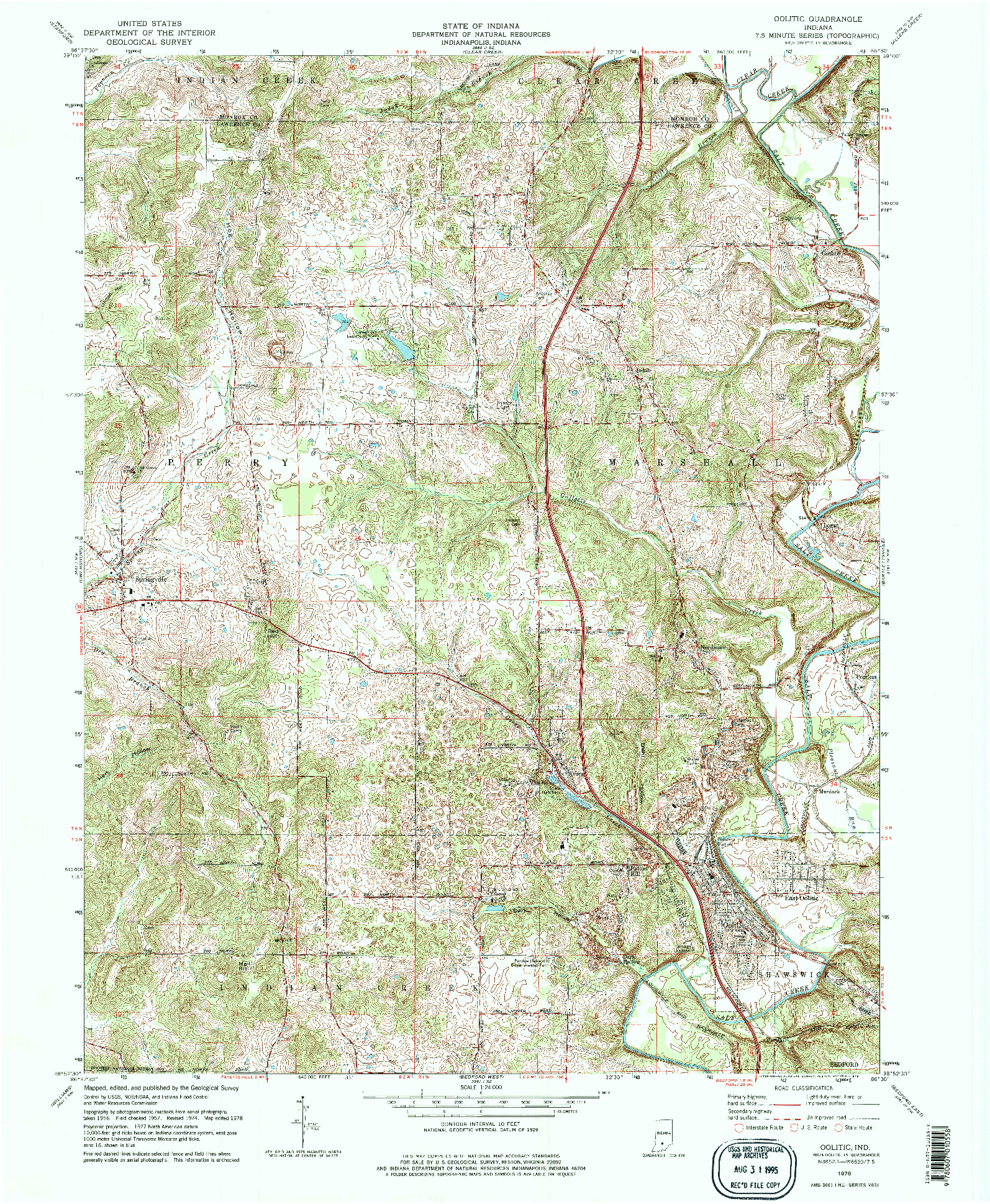 USGS 1:24000-SCALE QUADRANGLE FOR OOLITIC, IN 1978