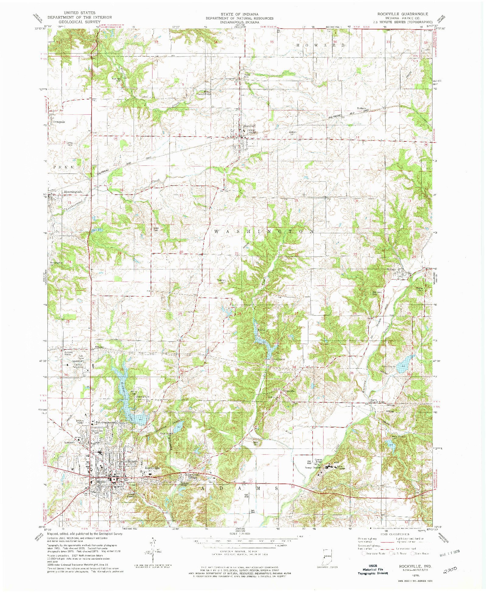 USGS 1:24000-SCALE QUADRANGLE FOR ROCKVILLE, IN 1978