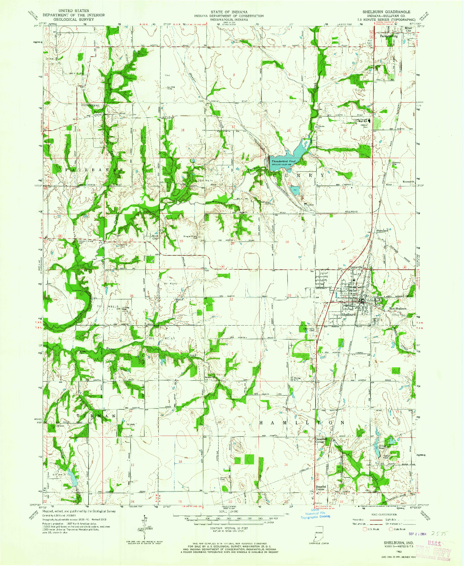 USGS 1:24000-SCALE QUADRANGLE FOR SHELBURN, IN 1963