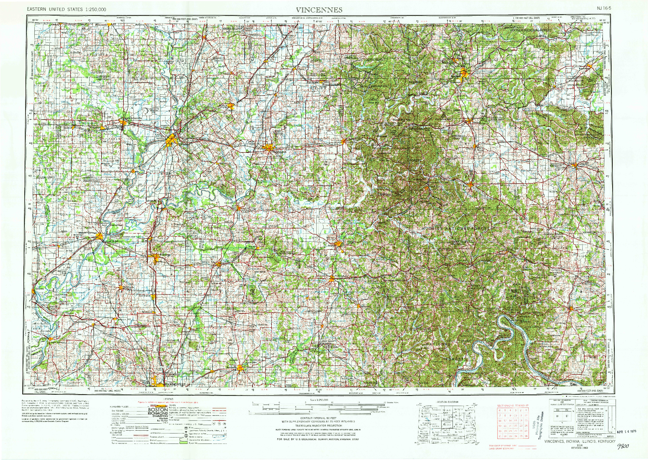 USGS 1:250000-SCALE QUADRANGLE FOR VINCENNES, IN 1956