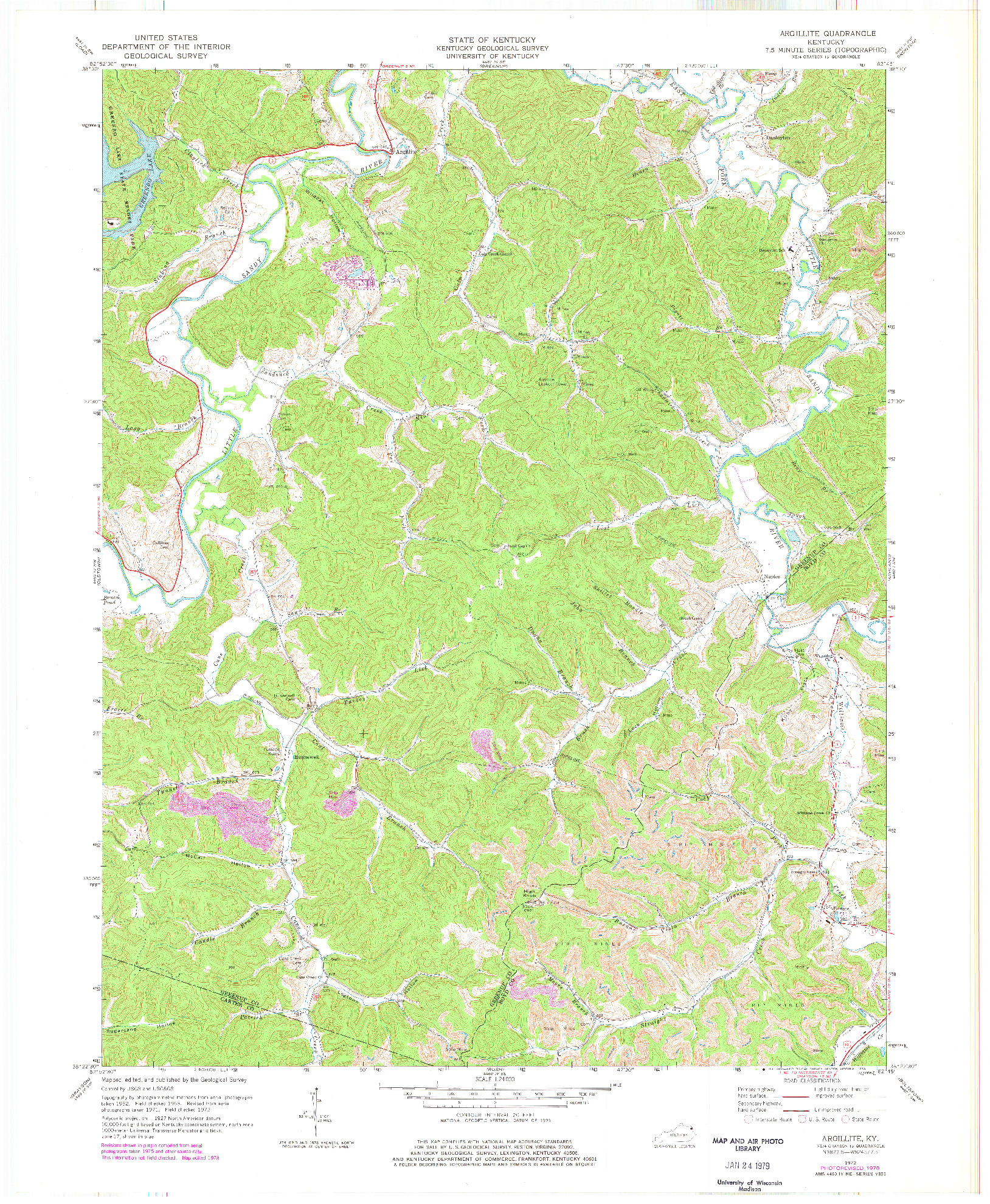 USGS 1:24000-SCALE QUADRANGLE FOR ARGILLITE, KY 1972