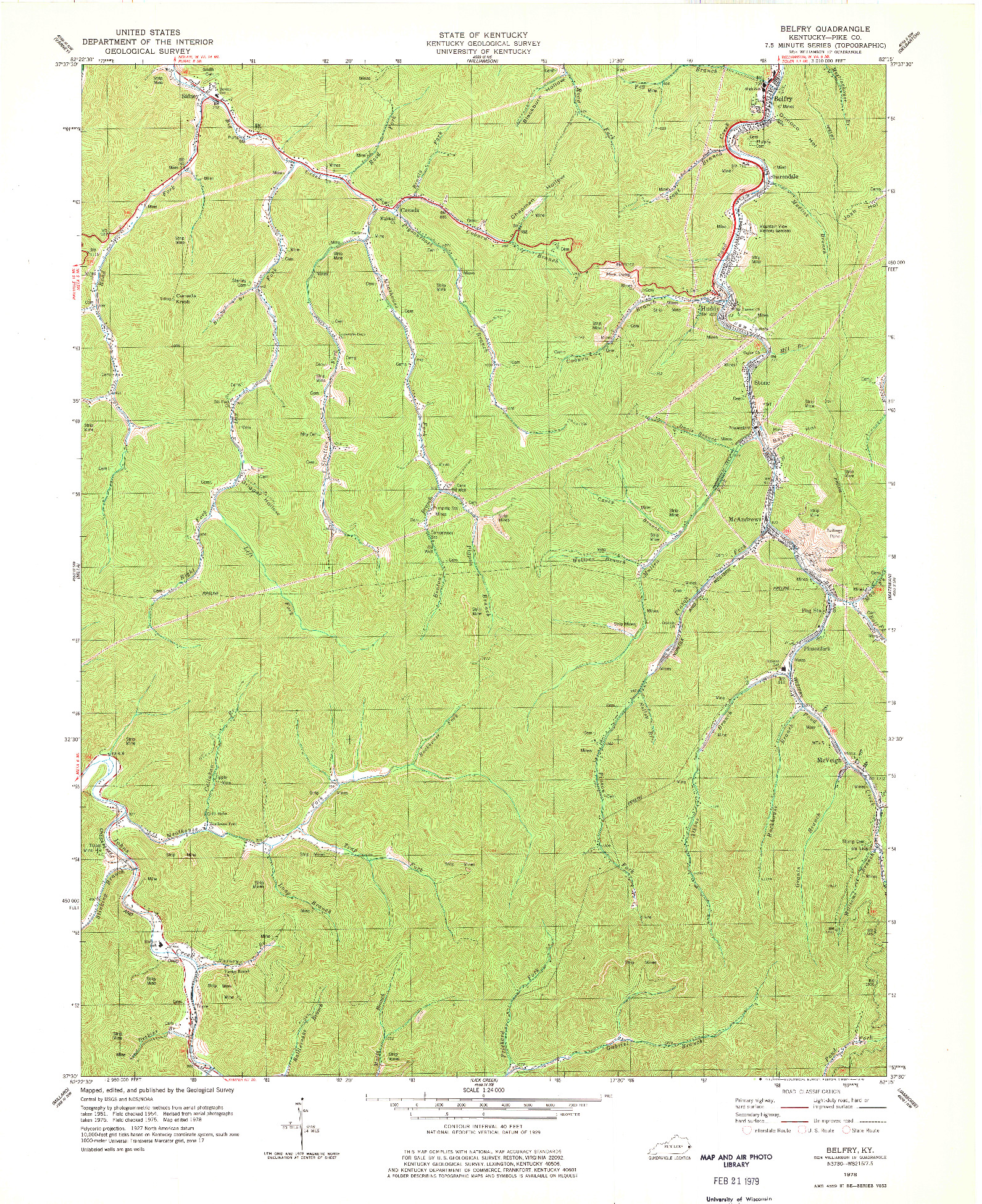 USGS 1:24000-SCALE QUADRANGLE FOR BELFRY, KY 1978
