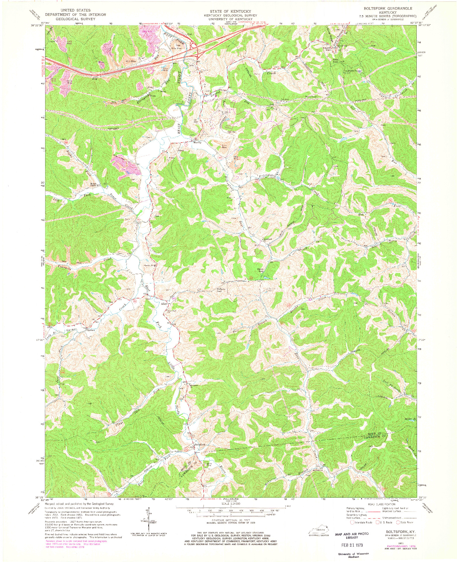 USGS 1:24000-SCALE QUADRANGLE FOR BOLTSFORK, KY 1971