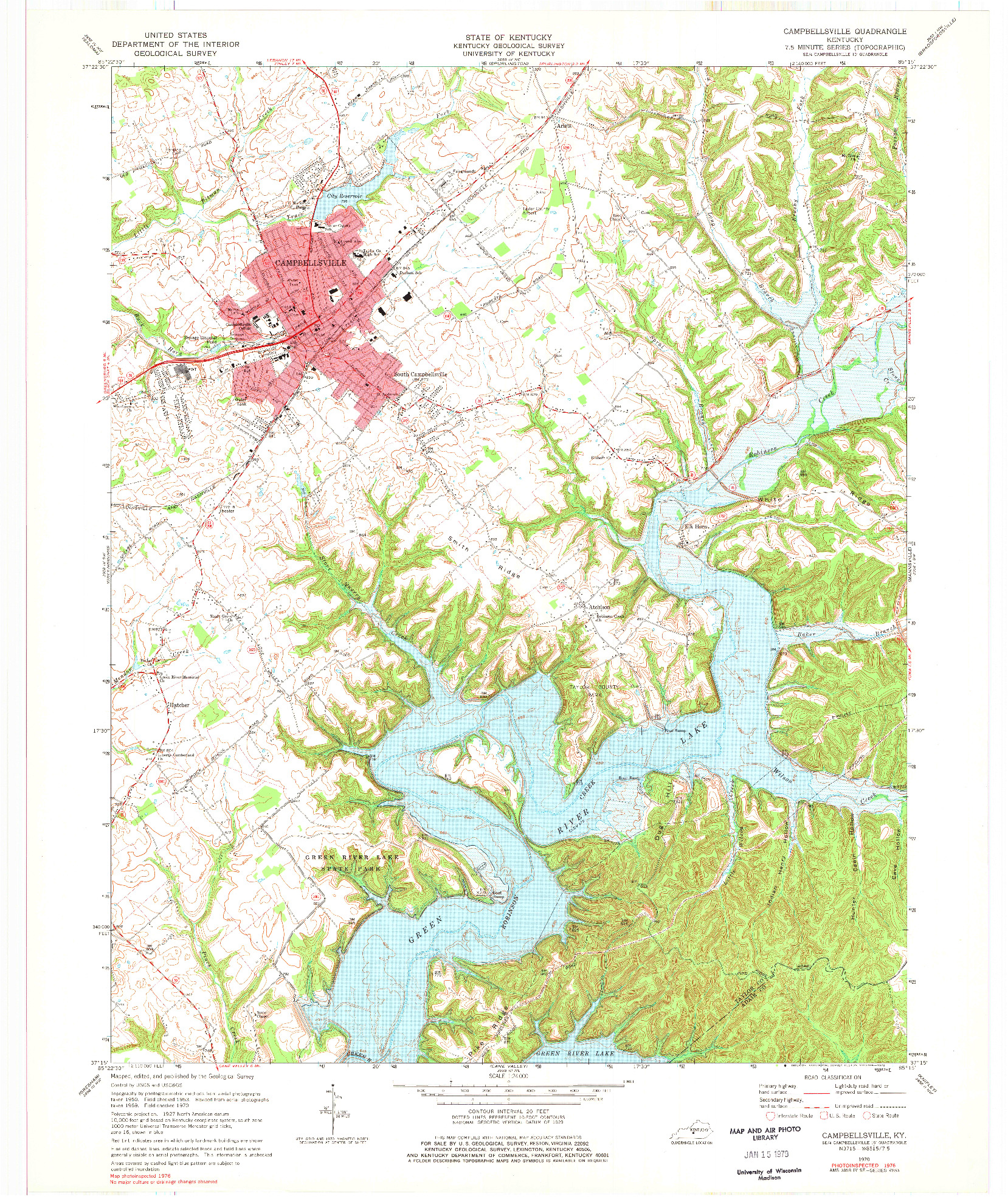 USGS 1:24000-SCALE QUADRANGLE FOR CAMPBELLSVILLE, KY 1970