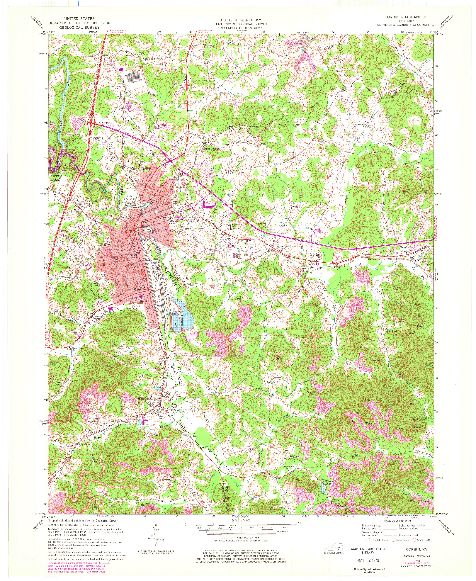 USGS 1:24000-SCALE QUADRANGLE FOR CORBIN, KY 1970