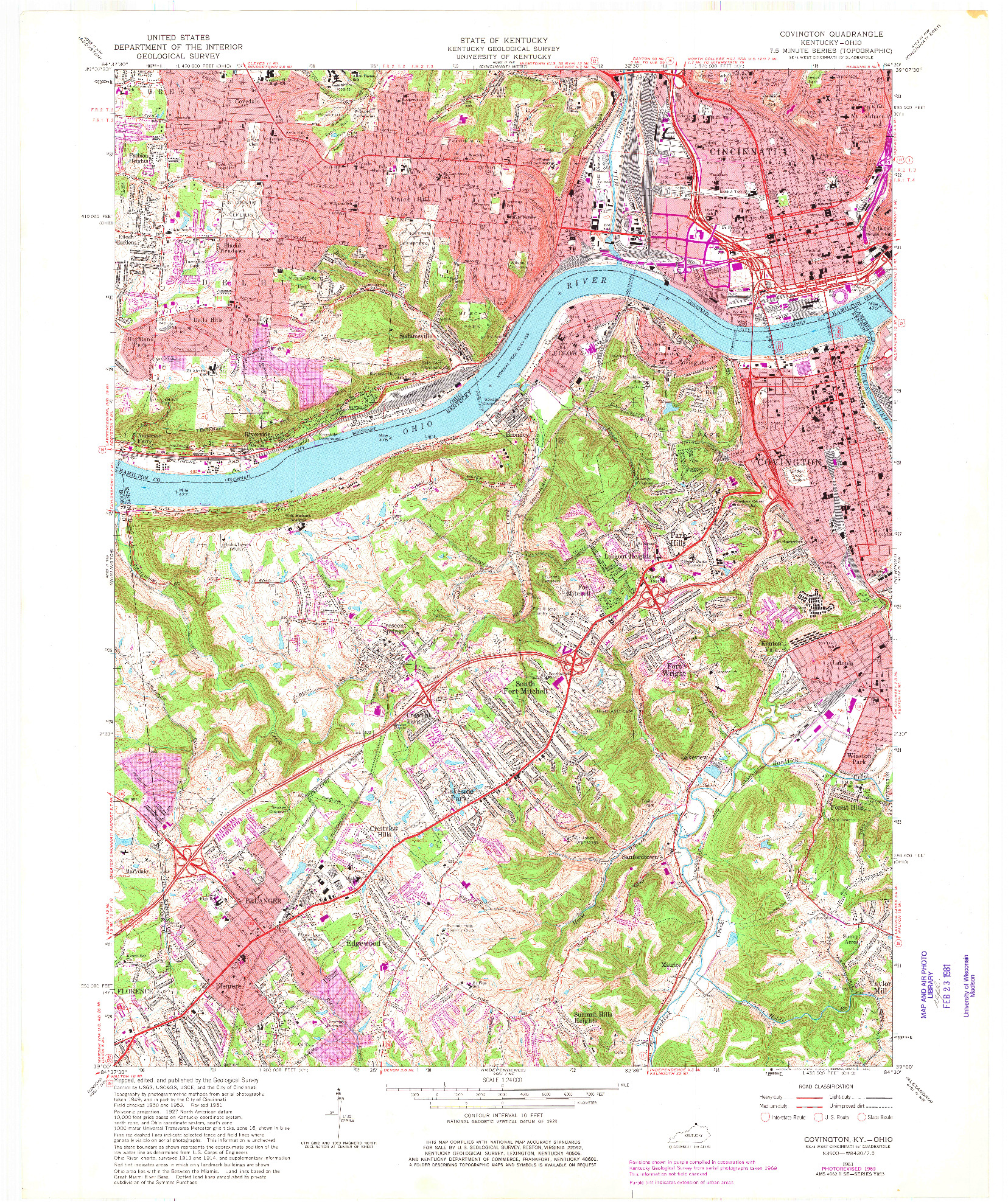 USGS 1:24000-SCALE QUADRANGLE FOR COVINGTON, KY 1961