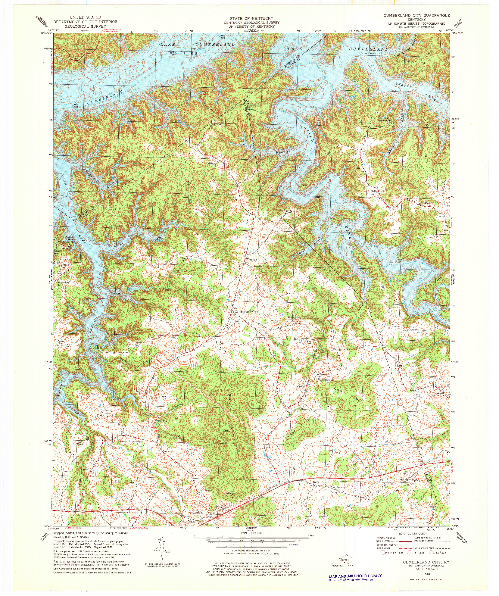 USGS 1:24000-SCALE QUADRANGLE FOR CUMBERLAND CITY, KY 1978