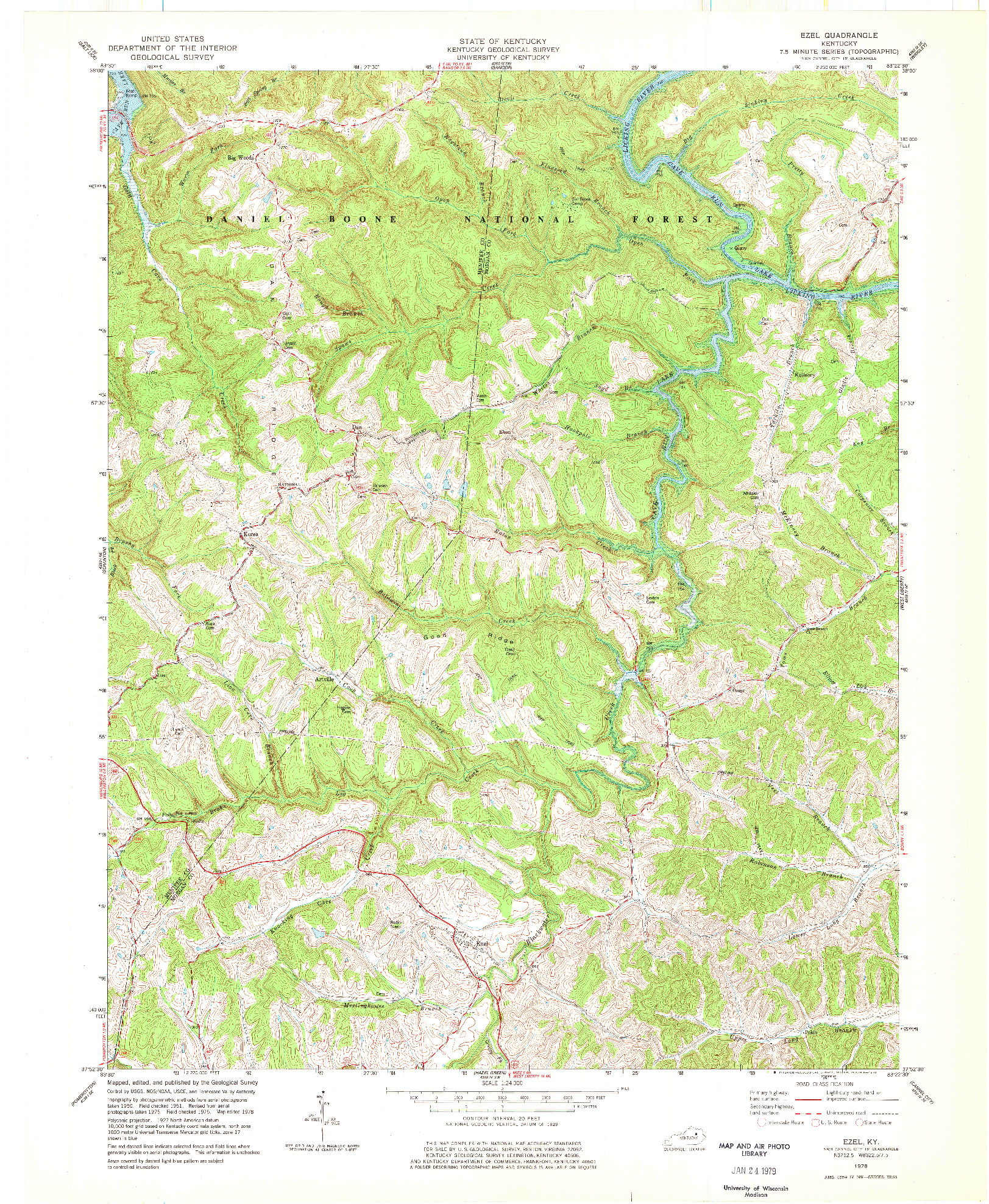 USGS 1:24000-SCALE QUADRANGLE FOR EZEL, KY 1978