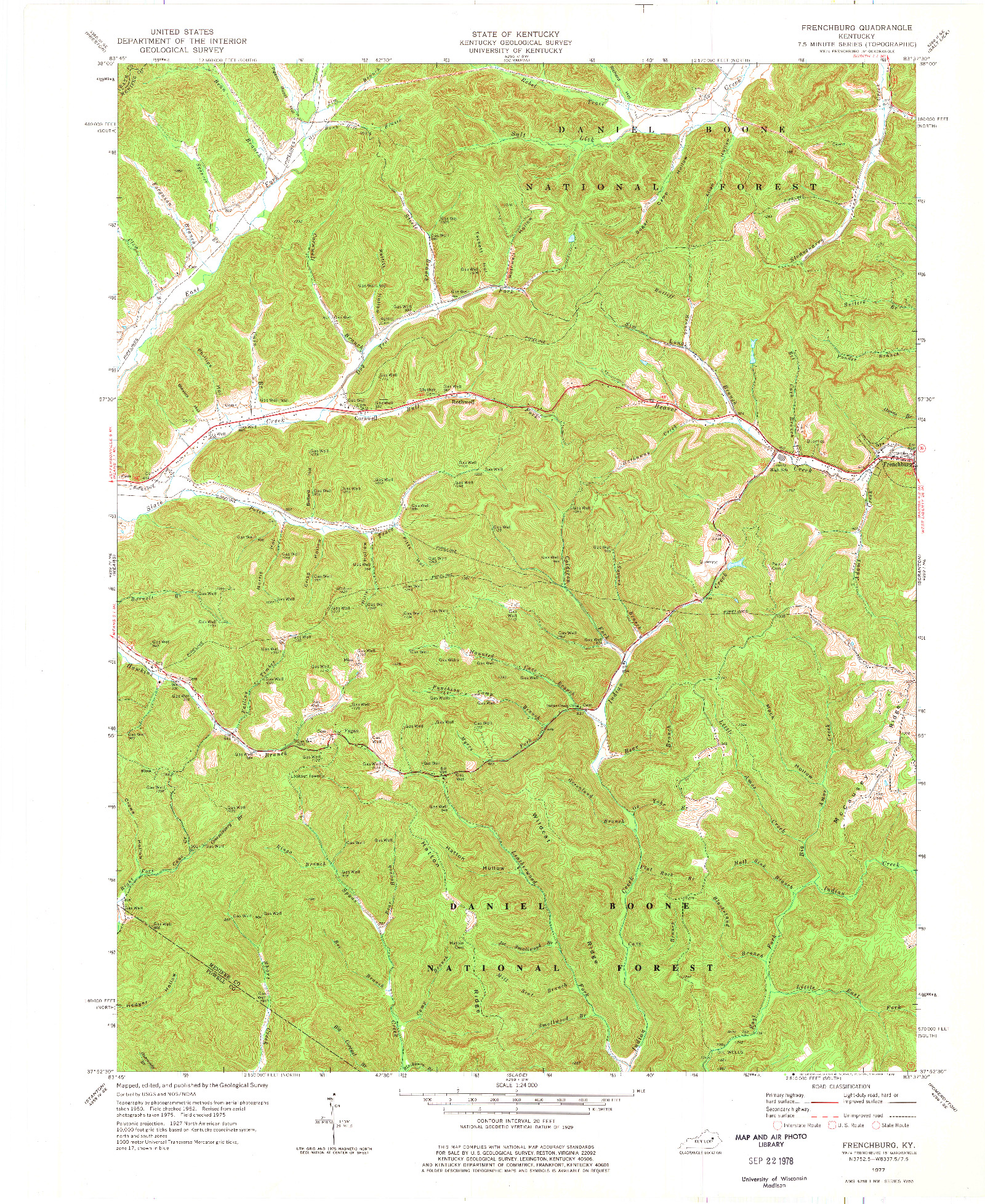 USGS 1:24000-SCALE QUADRANGLE FOR FRENCHBURG, KY 1977