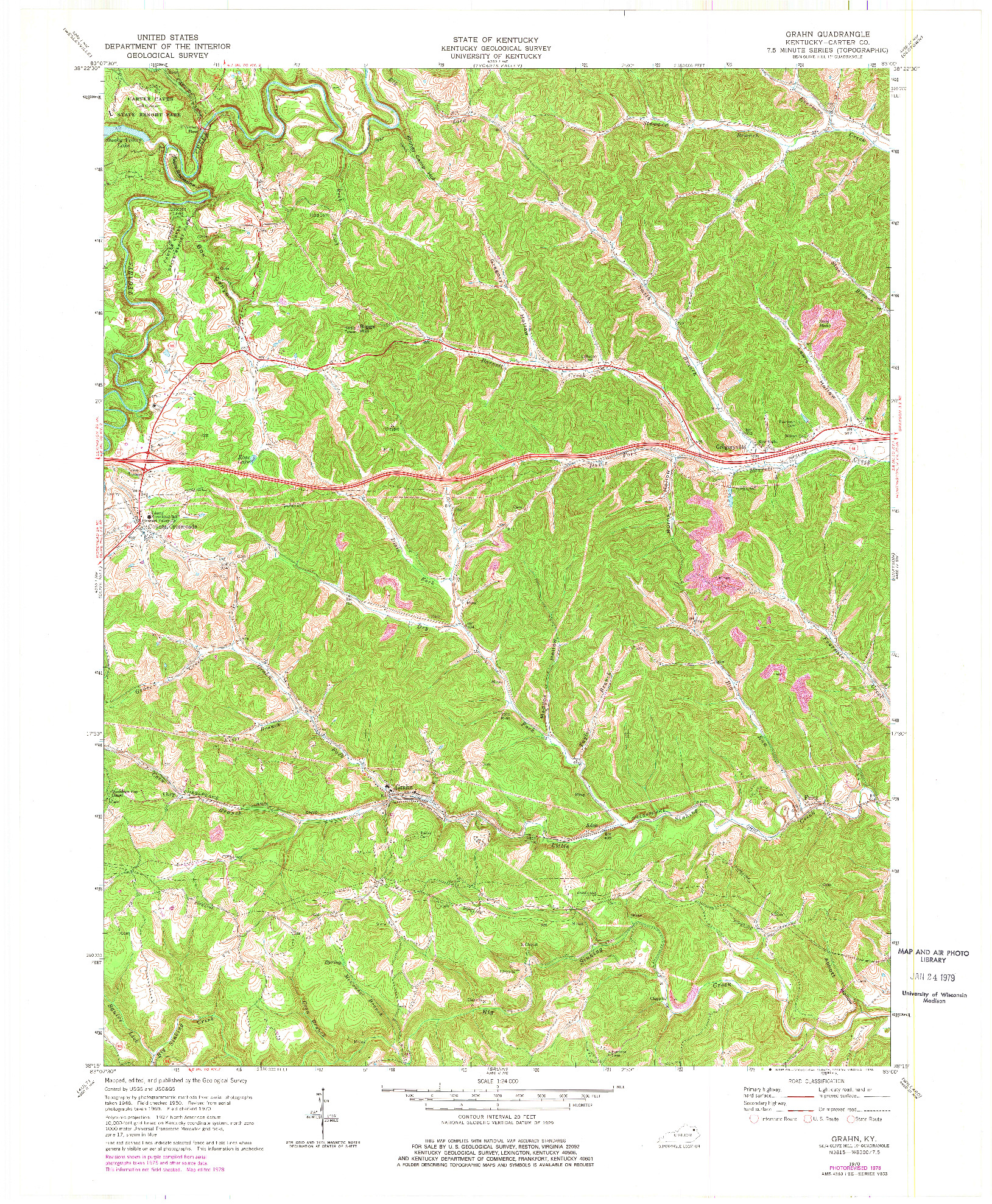 USGS 1:24000-SCALE QUADRANGLE FOR GRAHN, KY 1970