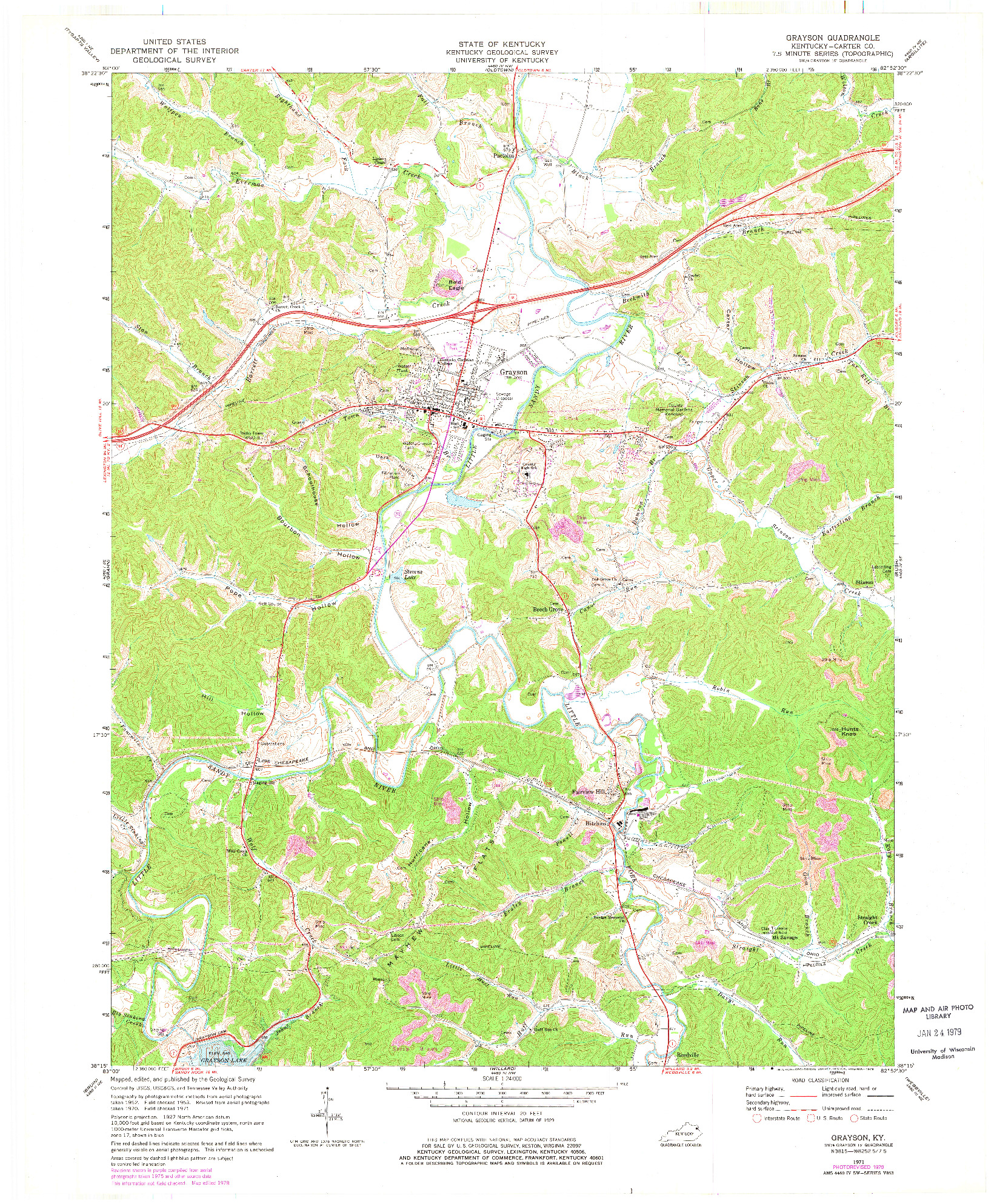 USGS 1:24000-SCALE QUADRANGLE FOR GRAYSON, KY 1971