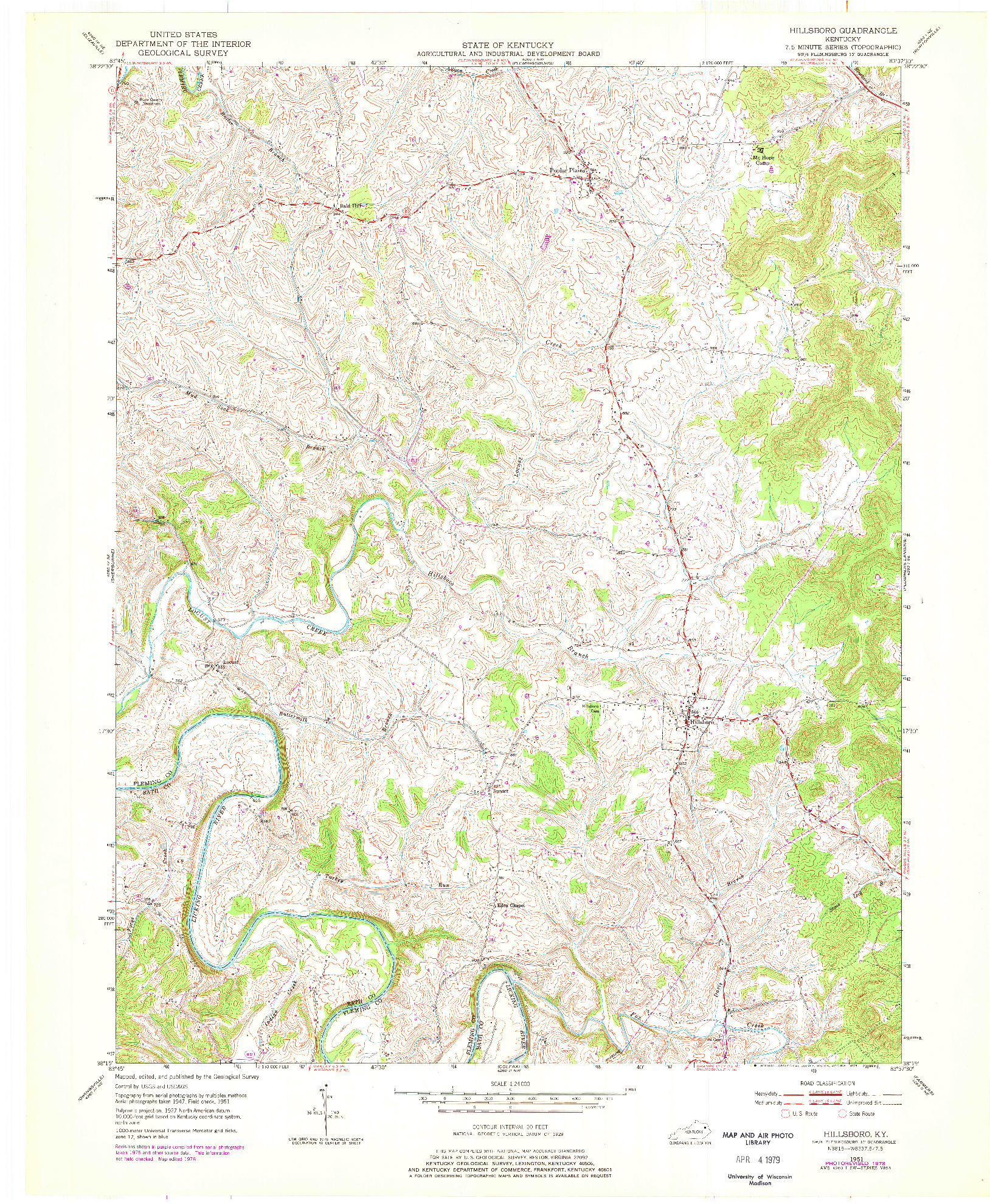 USGS 1:24000-SCALE QUADRANGLE FOR HILLSBORO, KY 1951