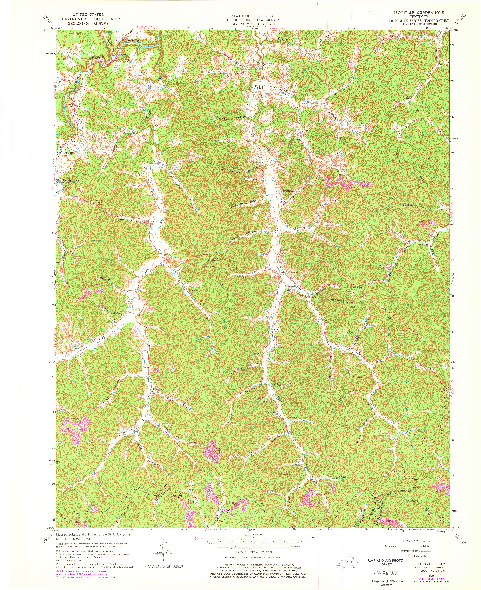 USGS 1:24000-SCALE QUADRANGLE FOR ISONVILLE, KY 1962