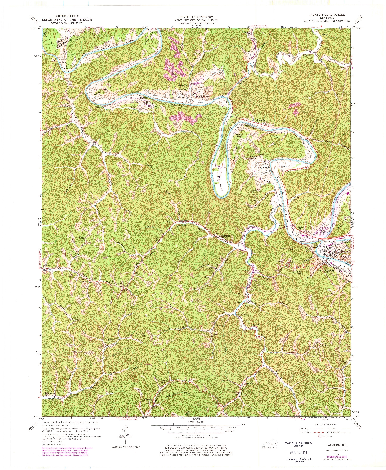 USGS 1:24000-SCALE QUADRANGLE FOR JACKSON, KY 1961