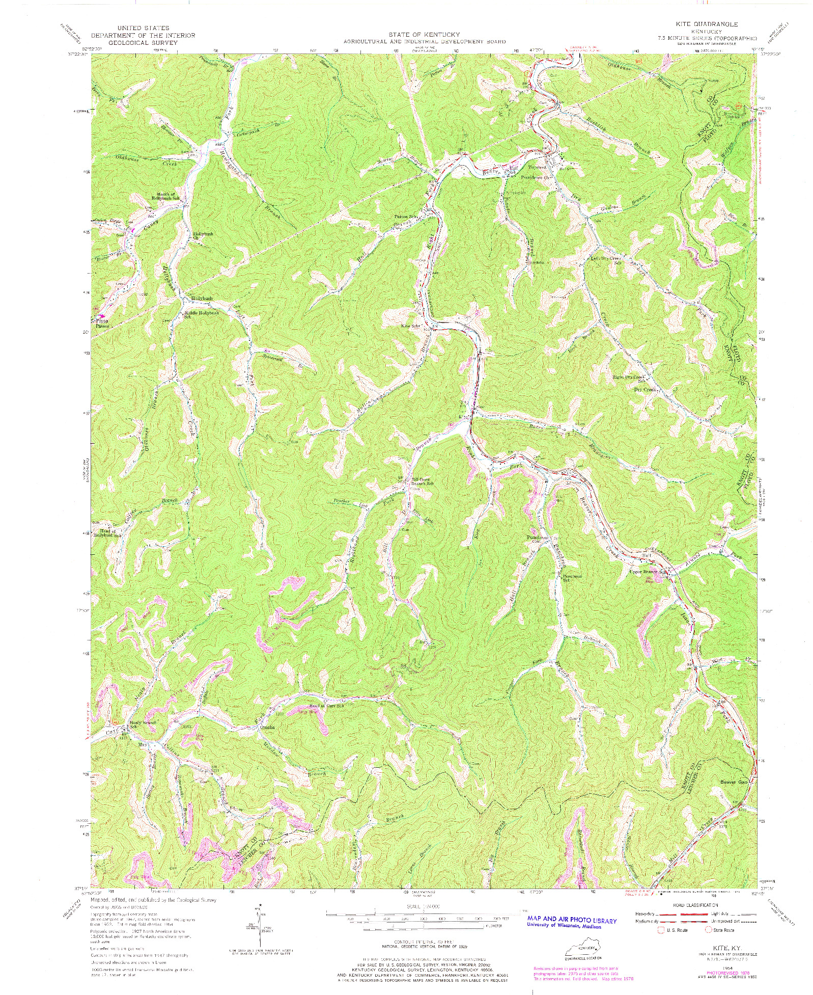 USGS 1:24000-SCALE QUADRANGLE FOR KITE, KY 1954