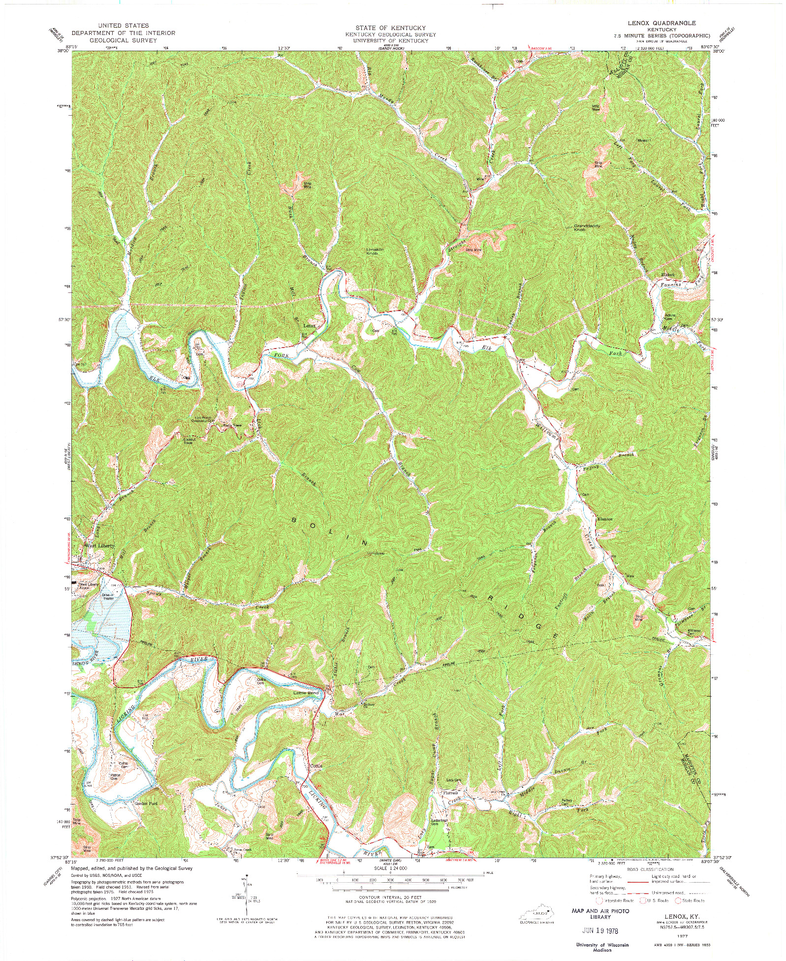 USGS 1:24000-SCALE QUADRANGLE FOR LENOX, KY 1977