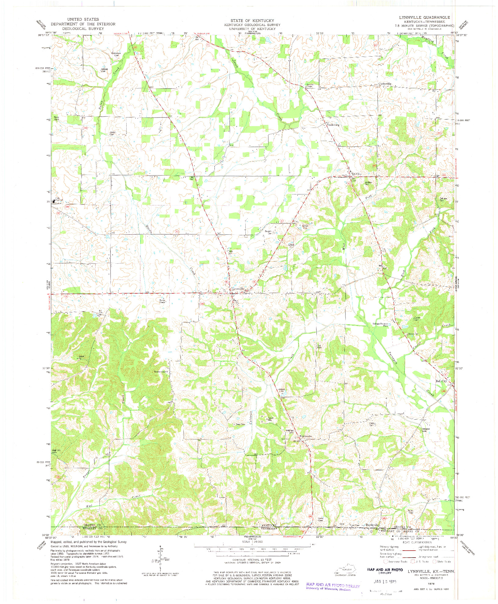 USGS 1:24000-SCALE QUADRANGLE FOR LYNNVILLE, KY 1978
