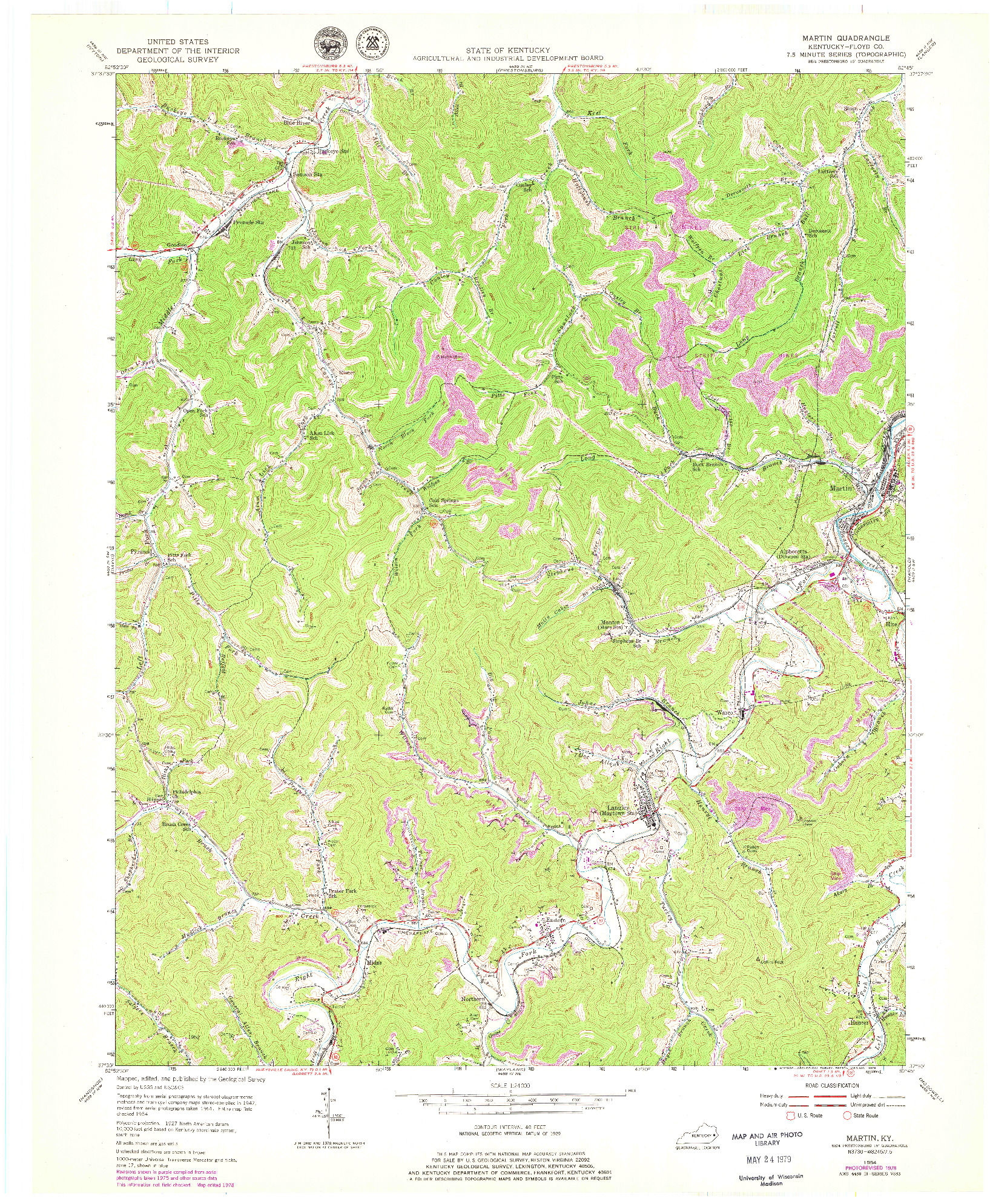 USGS 1:24000-SCALE QUADRANGLE FOR MARTIN, KY 1954