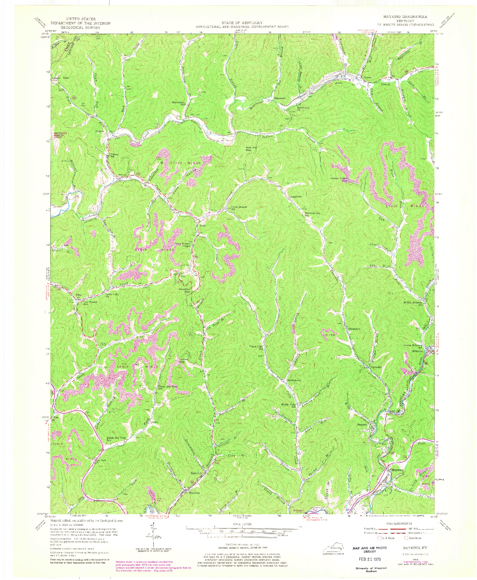 USGS 1:24000-SCALE QUADRANGLE FOR MAYKING, KY 1954