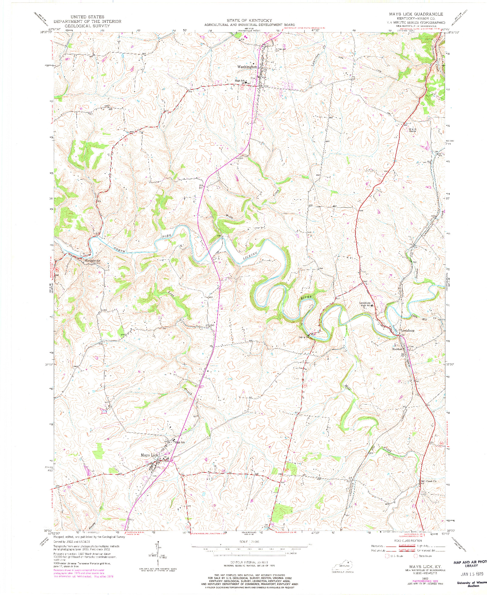 USGS 1:24000-SCALE QUADRANGLE FOR MAYS LICK, KY 1952