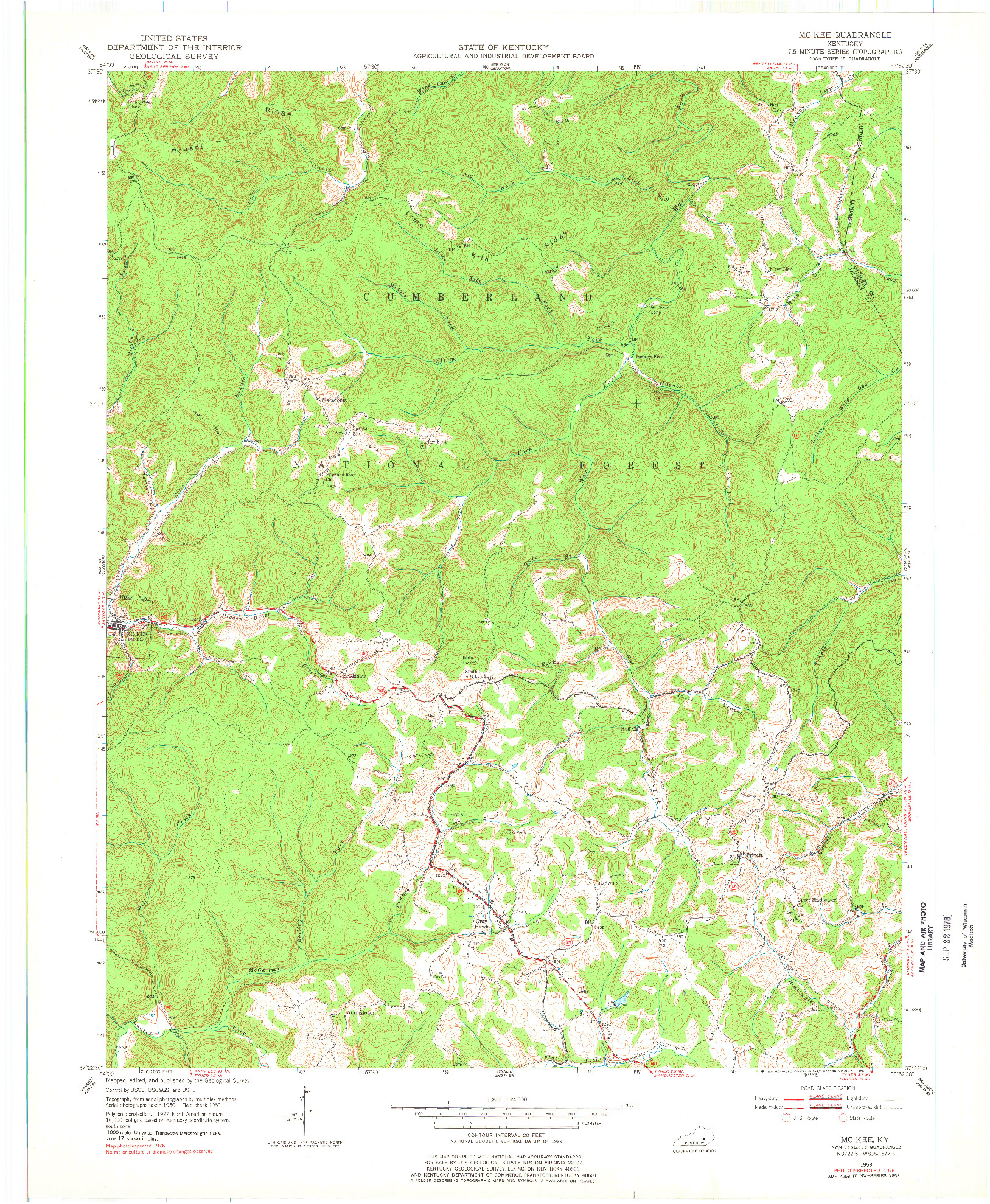 USGS 1:24000-SCALE QUADRANGLE FOR MC KEE, KY 1953