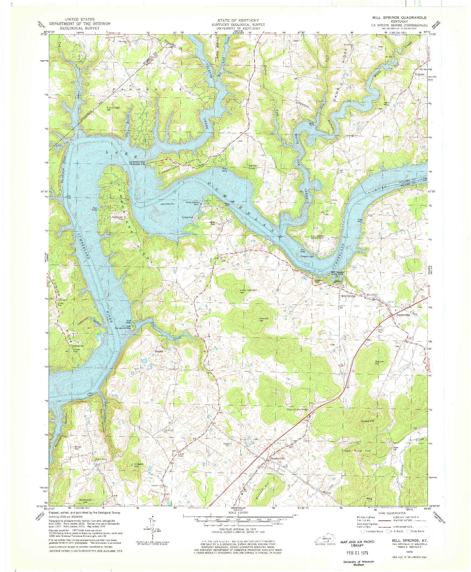 USGS 1:24000-SCALE QUADRANGLE FOR MILL SPRINGS, KY 1978