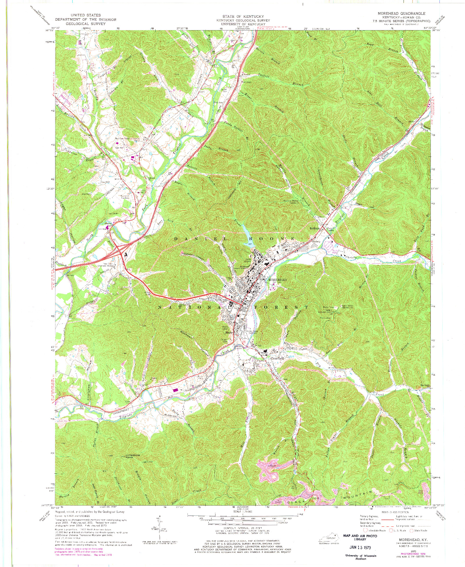 USGS 1:24000-SCALE QUADRANGLE FOR MOREHEAD, KY 1970