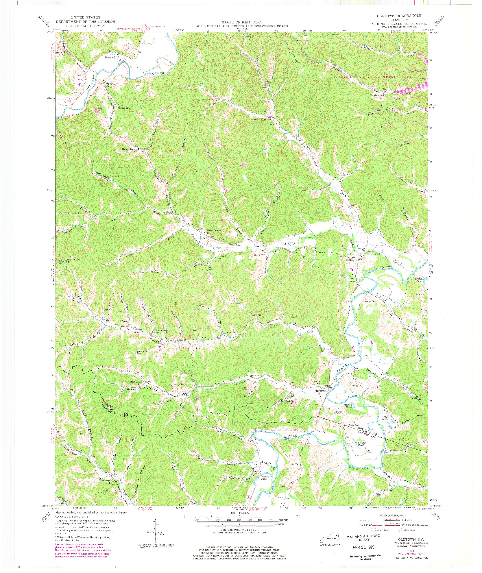 USGS 1:24000-SCALE QUADRANGLE FOR OLDTOWN, KY 1953