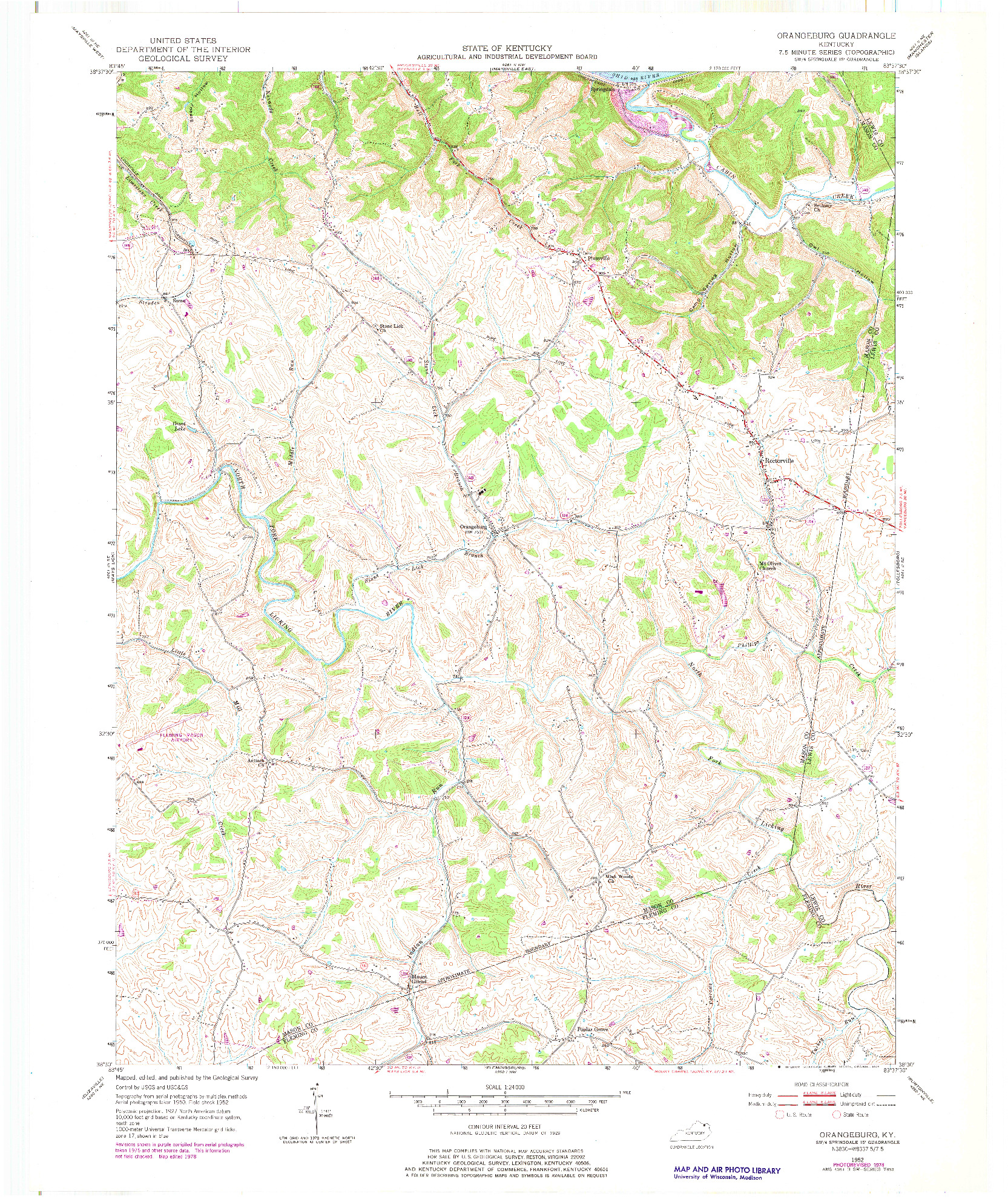 USGS 1:24000-SCALE QUADRANGLE FOR ORANGEBURG, KY 1952