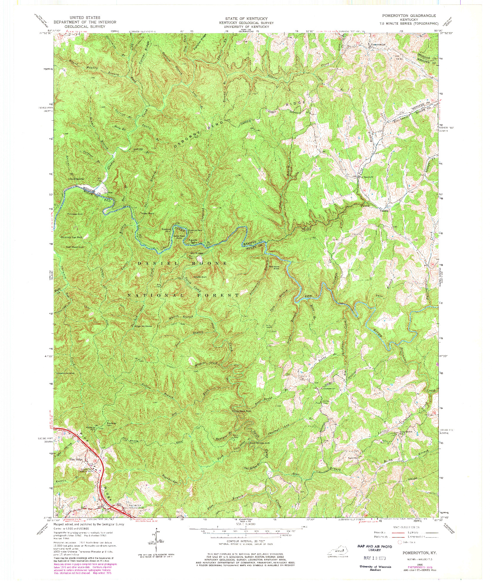 USGS 1:24000-SCALE QUADRANGLE FOR POMEROYTON, KY 1966