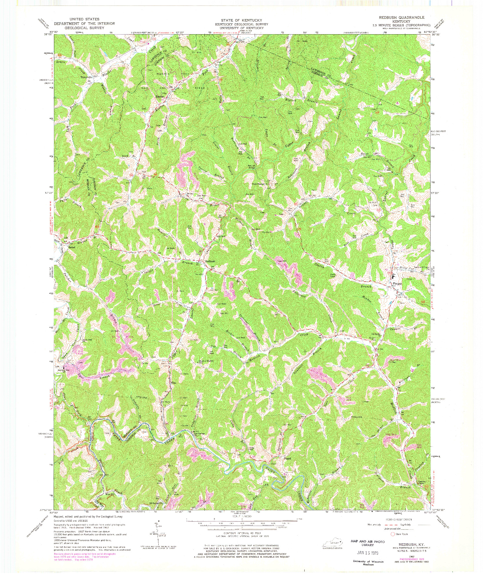 USGS 1:24000-SCALE QUADRANGLE FOR REDBUSH, KY 1962