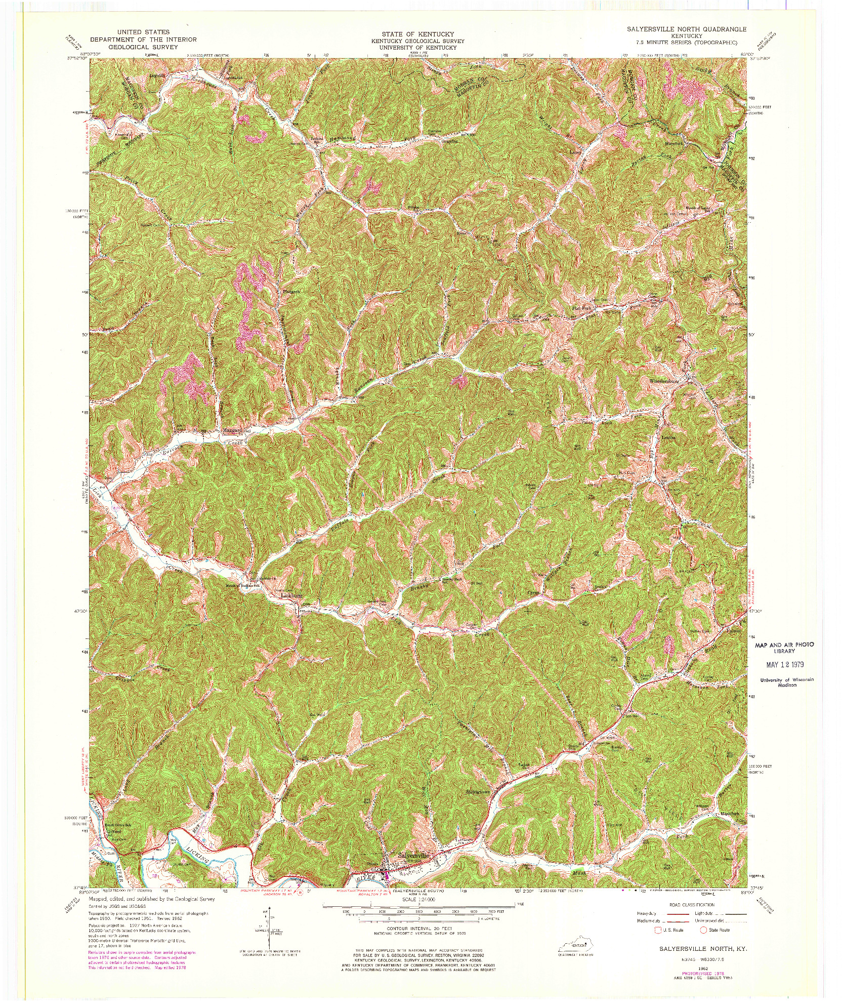 USGS 1:24000-SCALE QUADRANGLE FOR SALYERSVILLE NORTH, KY 1962