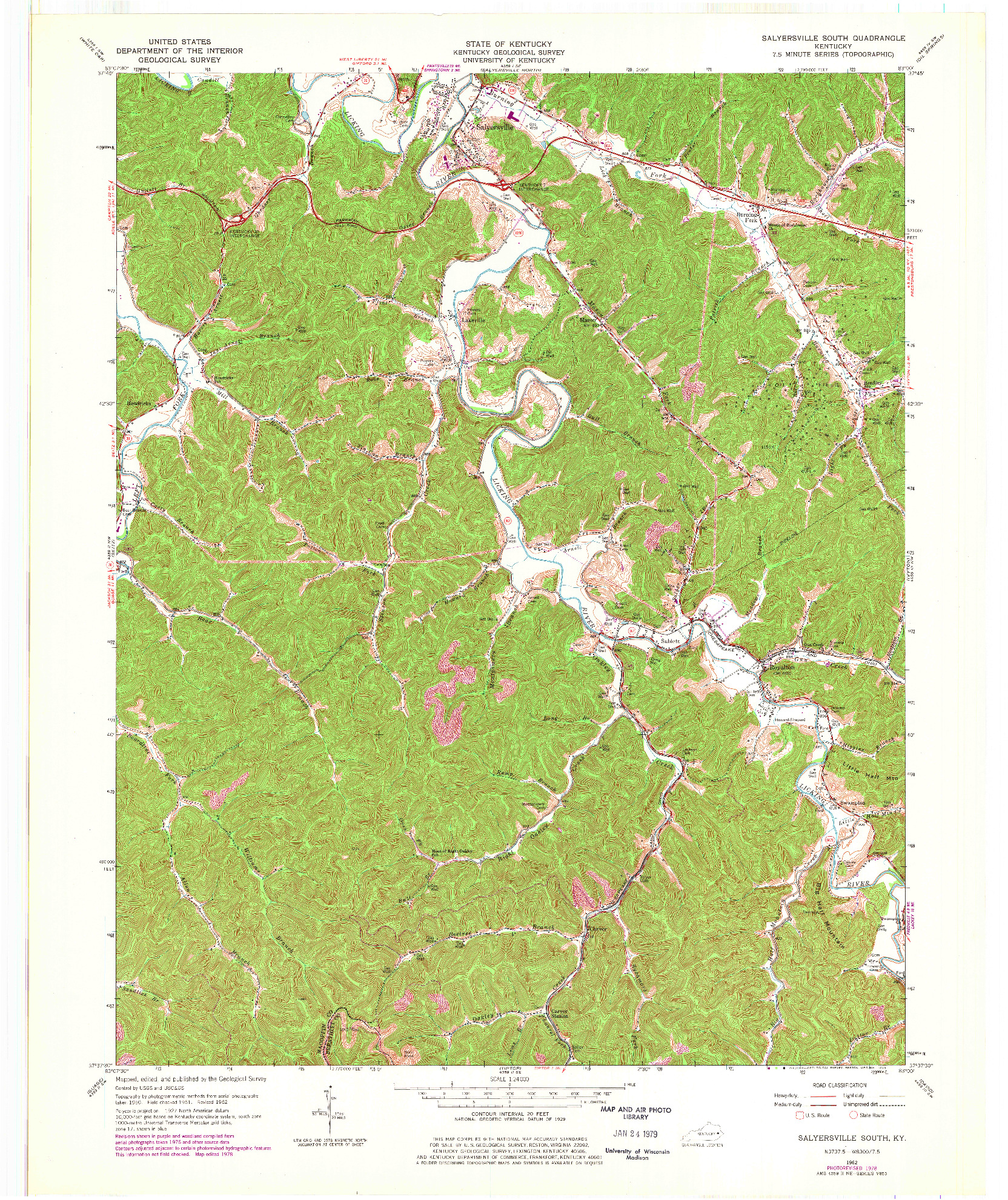 USGS 1:24000-SCALE QUADRANGLE FOR SALYERSVILLE SOUTH, KY 1962