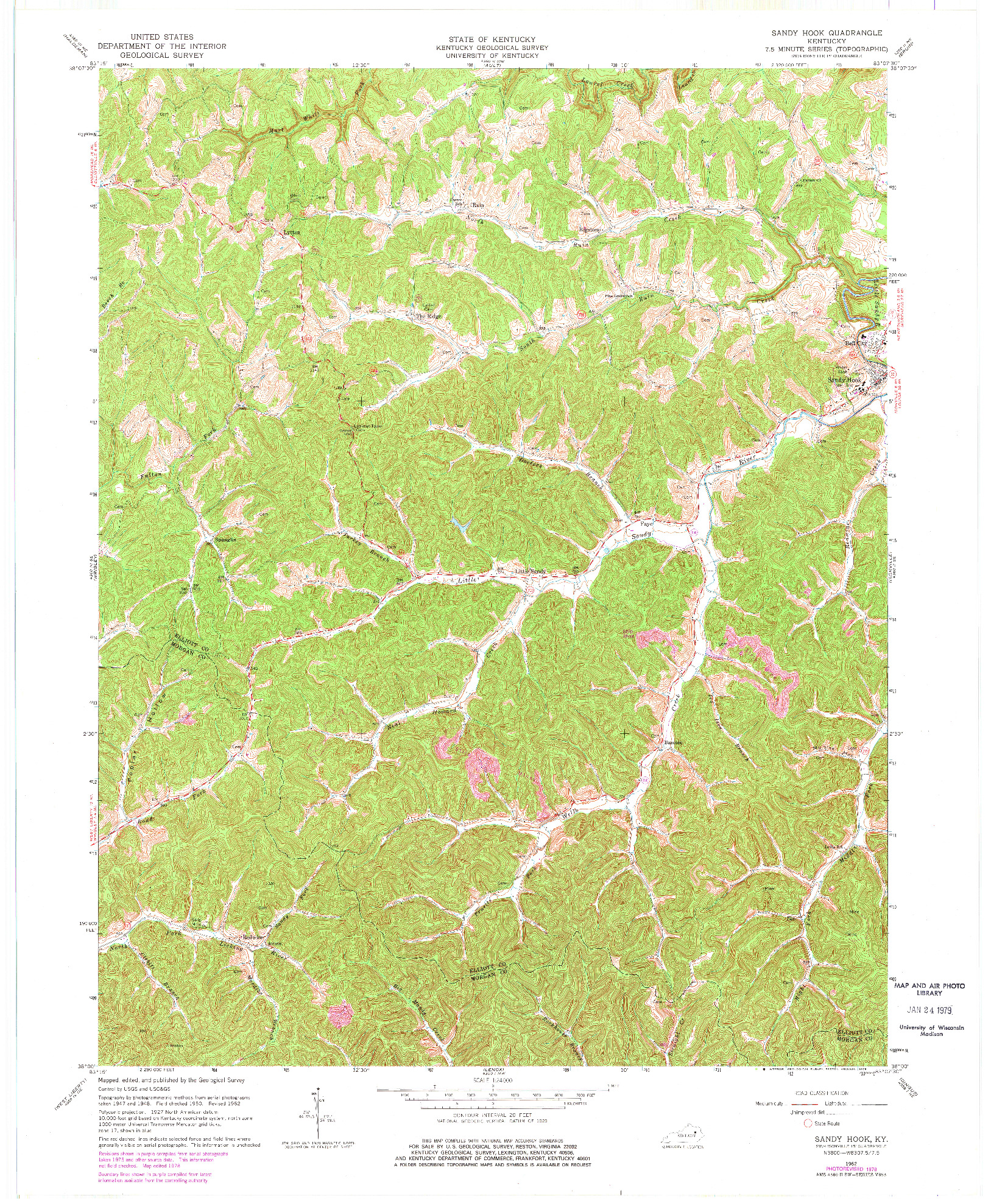 USGS 1:24000-SCALE QUADRANGLE FOR SANDY HOOK, KY 1962