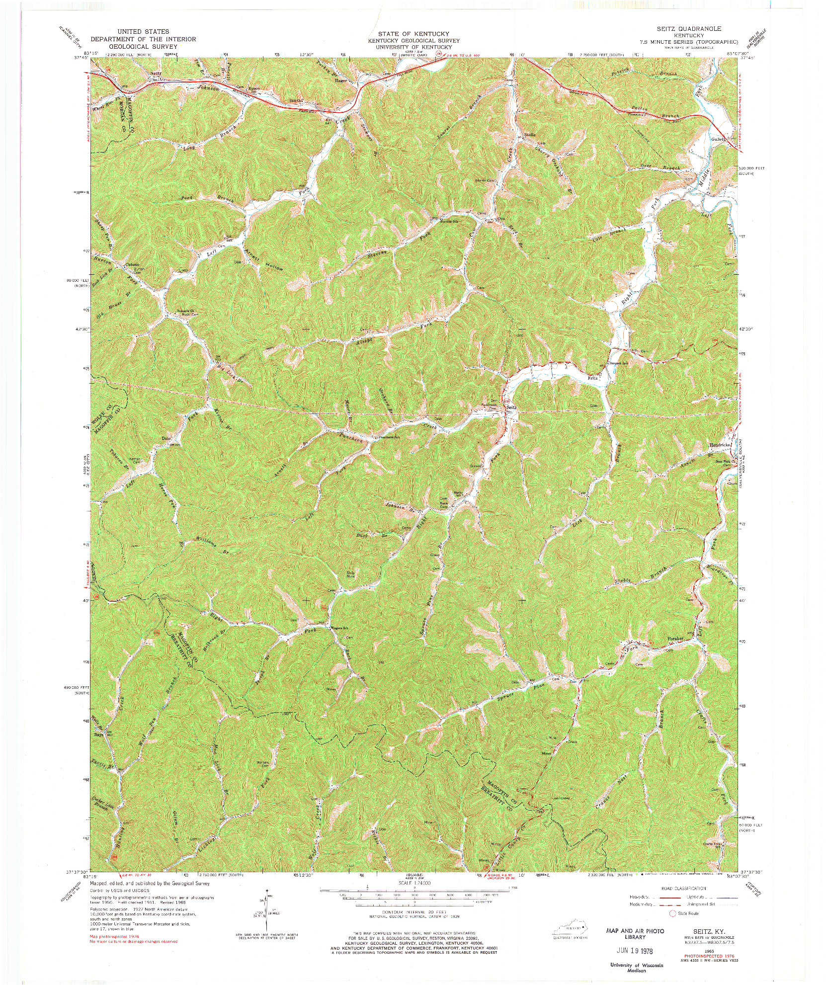 USGS 1:24000-SCALE QUADRANGLE FOR SEITZ, KY 1965