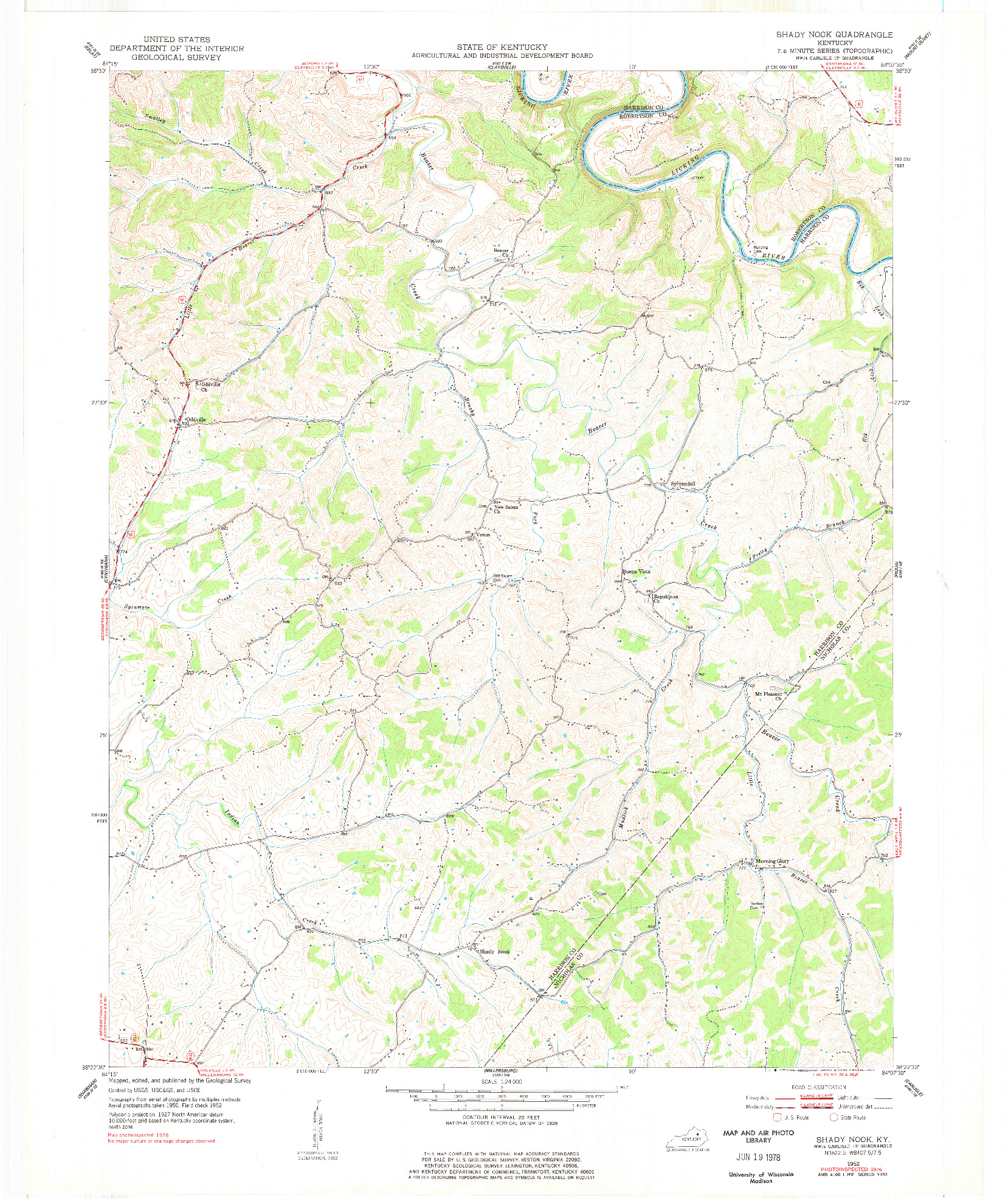 USGS 1:24000-SCALE QUADRANGLE FOR SHADY NOOK, KY 1952